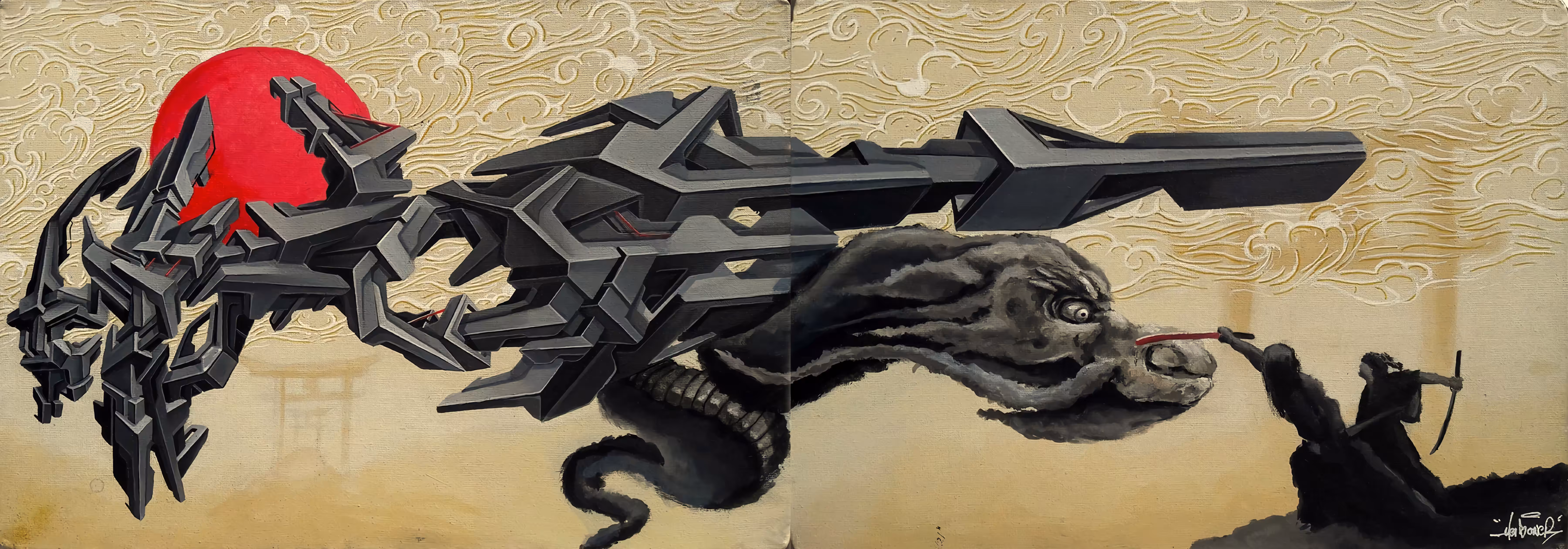 Meis 3D Graffiti#3 Japanese Dragon & Ronins