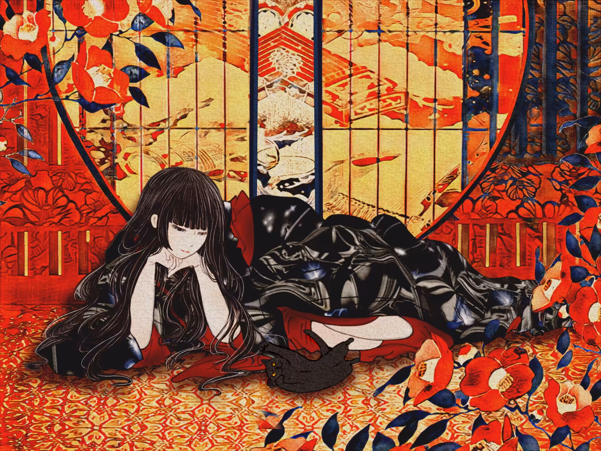 【 戯猫美人画 】~ camellia~