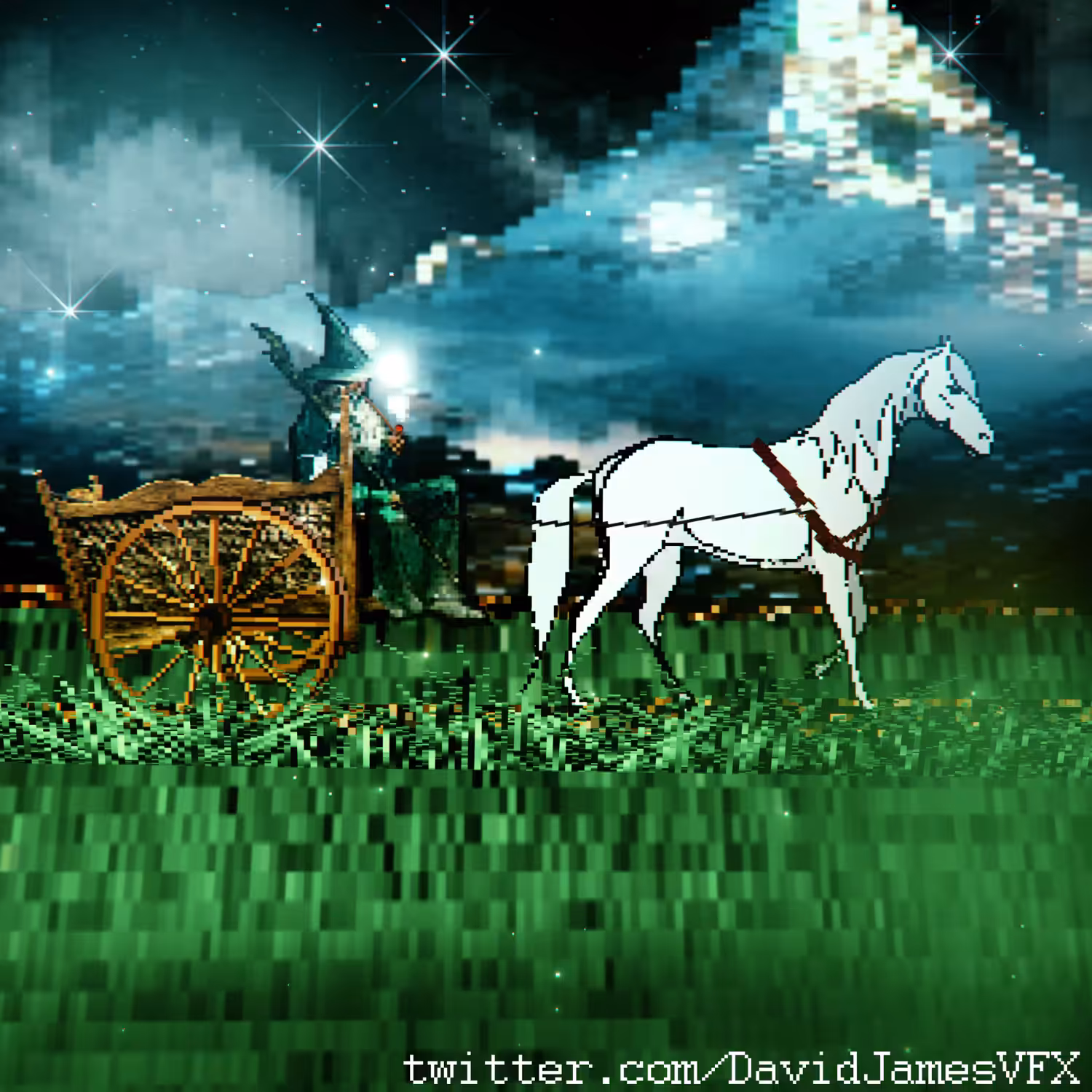 Gandalf Travels Near The Lonely Mountain with Shadowfax