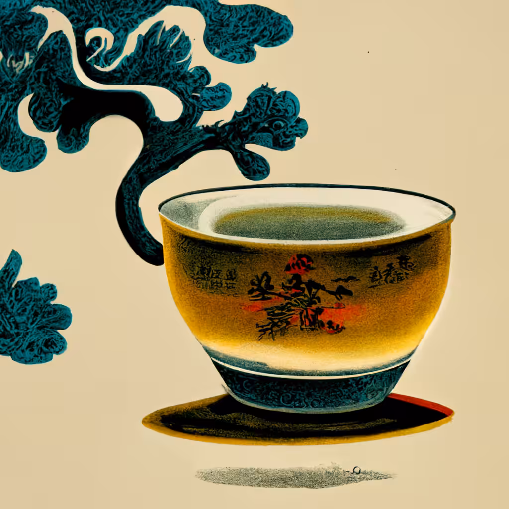 squiggly branches over a cup