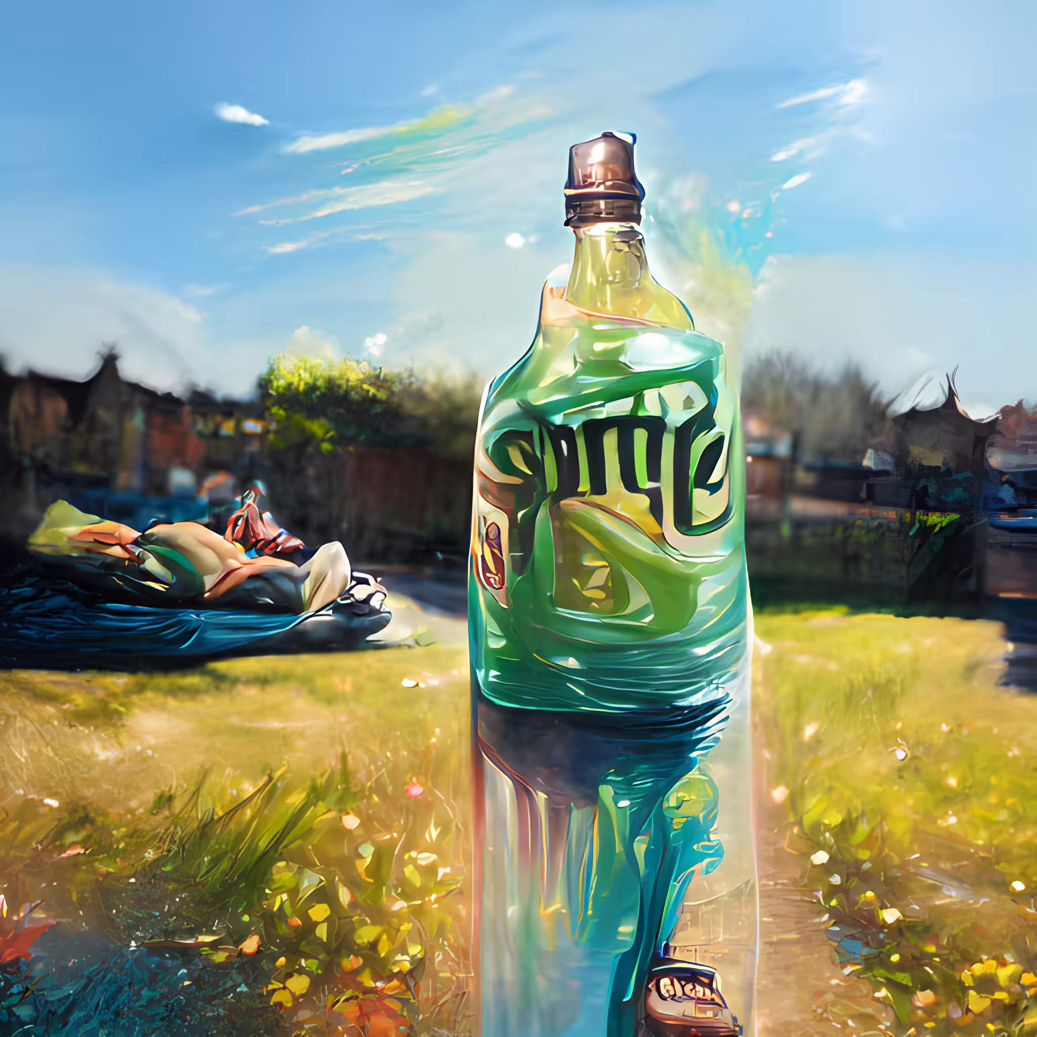 bottle of green soda