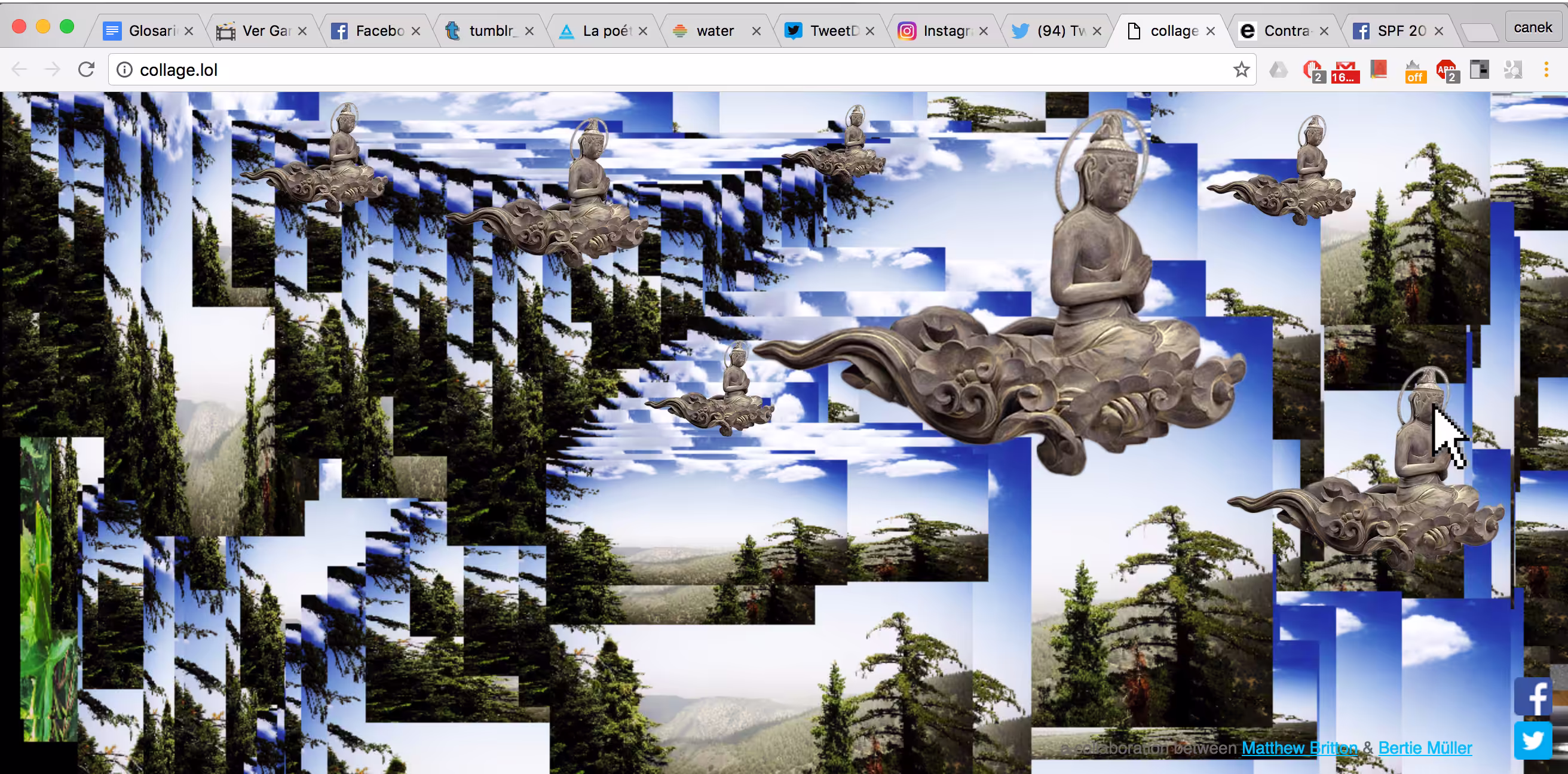 flying buddha with internet landscape