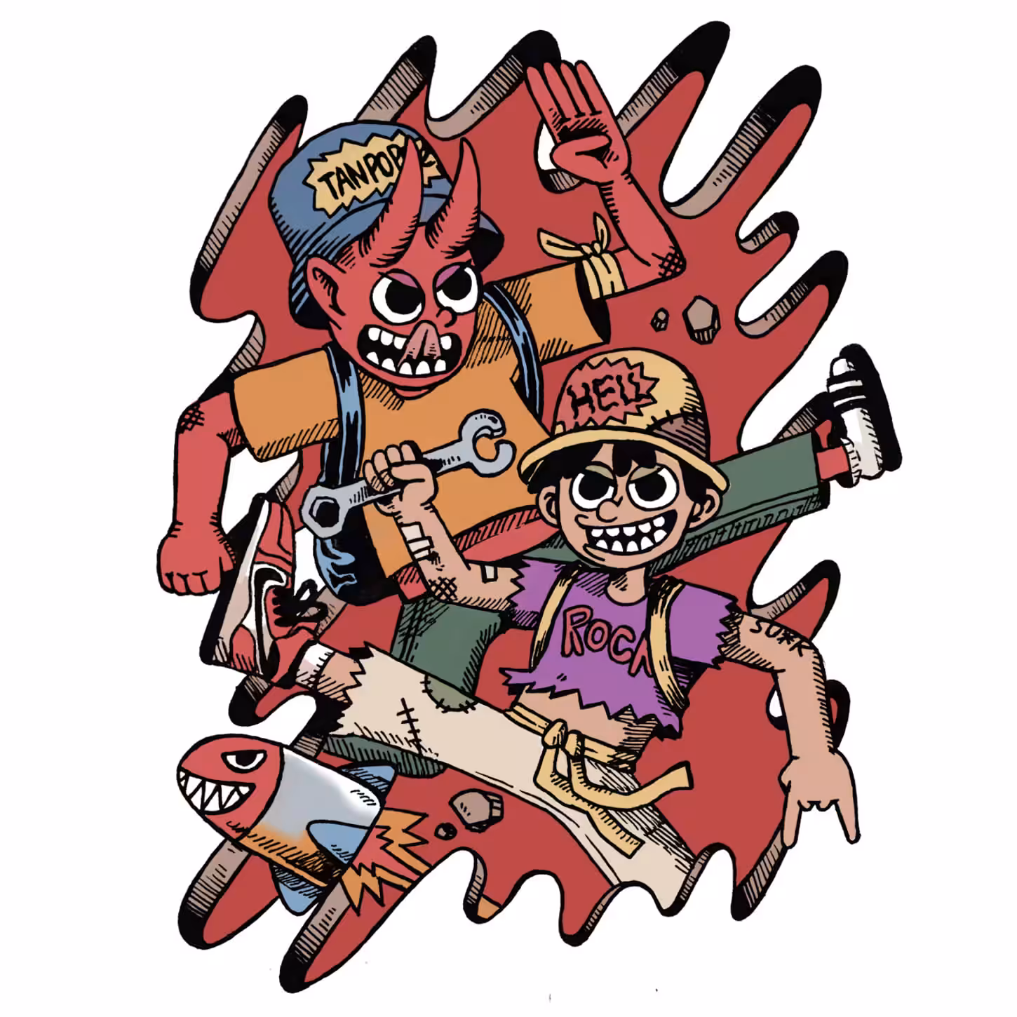 devil fight with friend