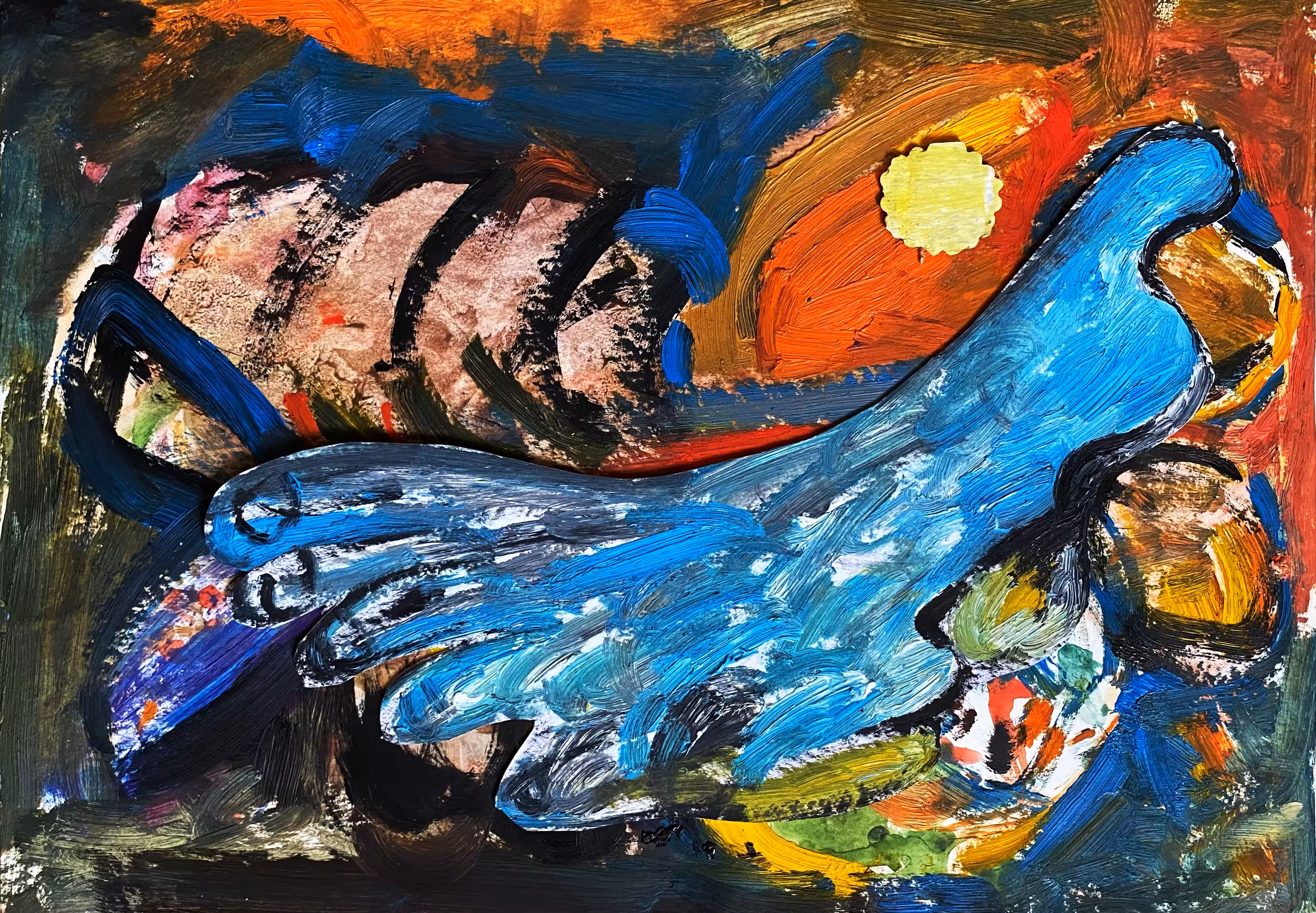 "A foot resting at sunset"