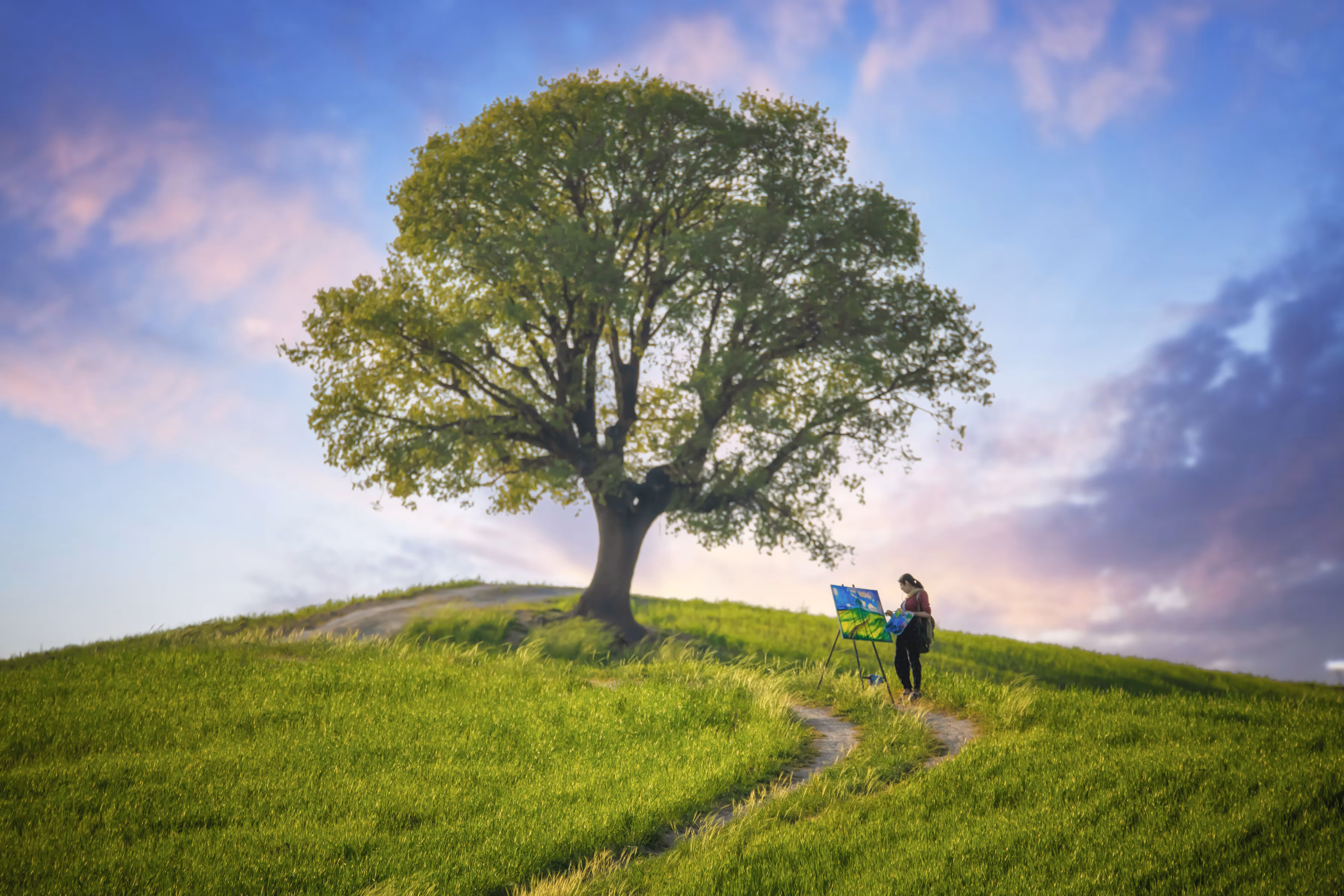 Painter Girl and Tree