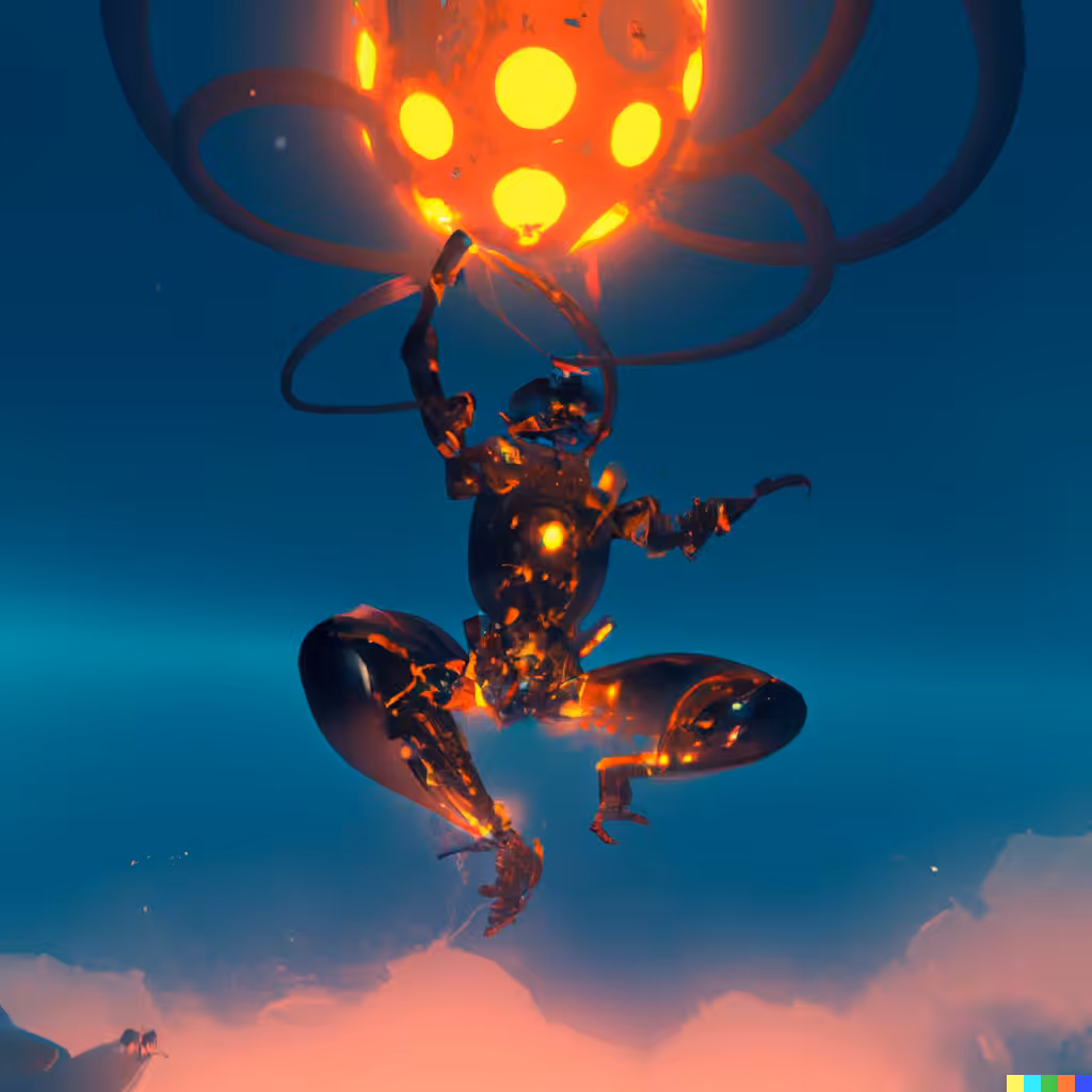 Flying Fire Squid Killing its Prey Through Combustion