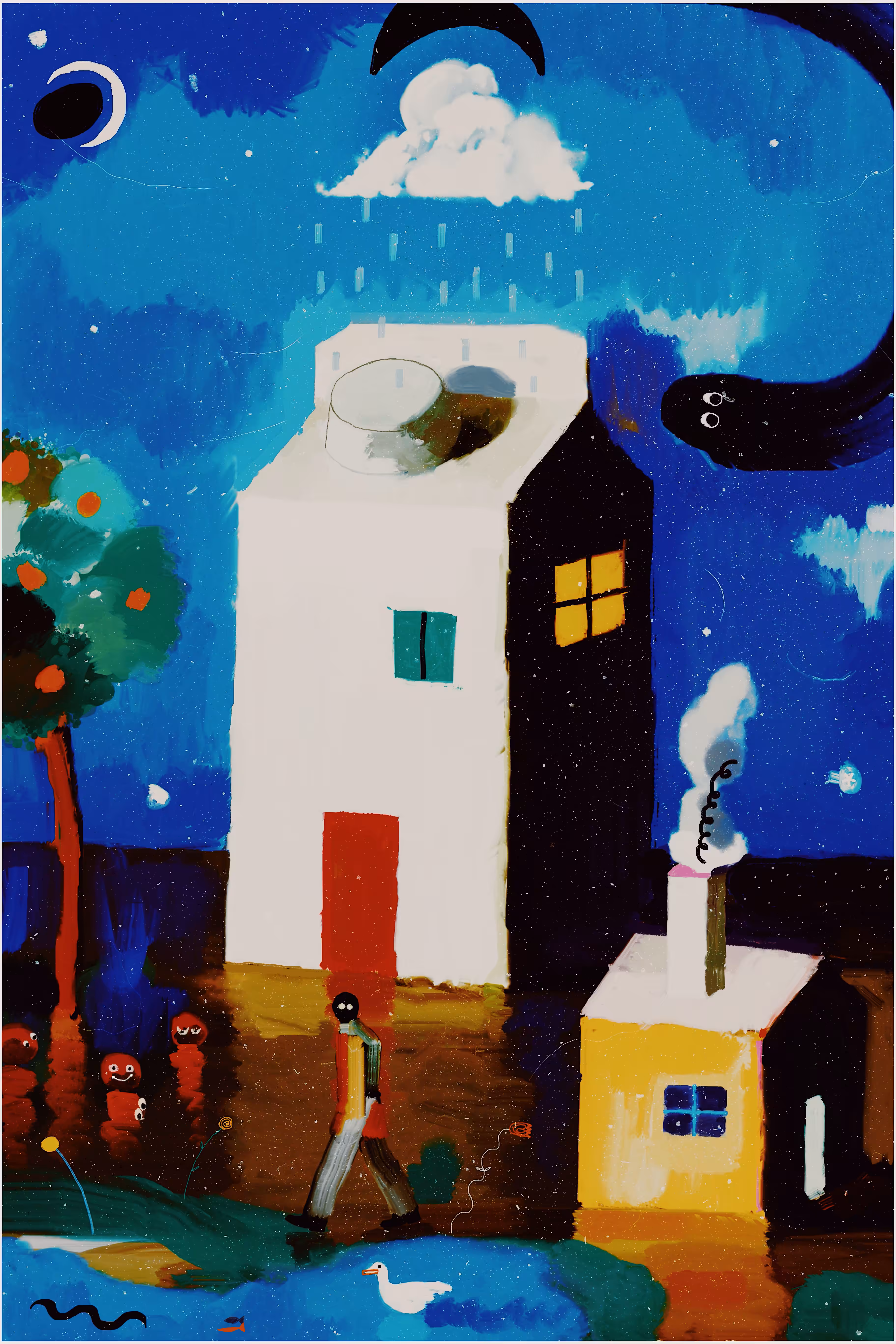 Everything merges with the night,