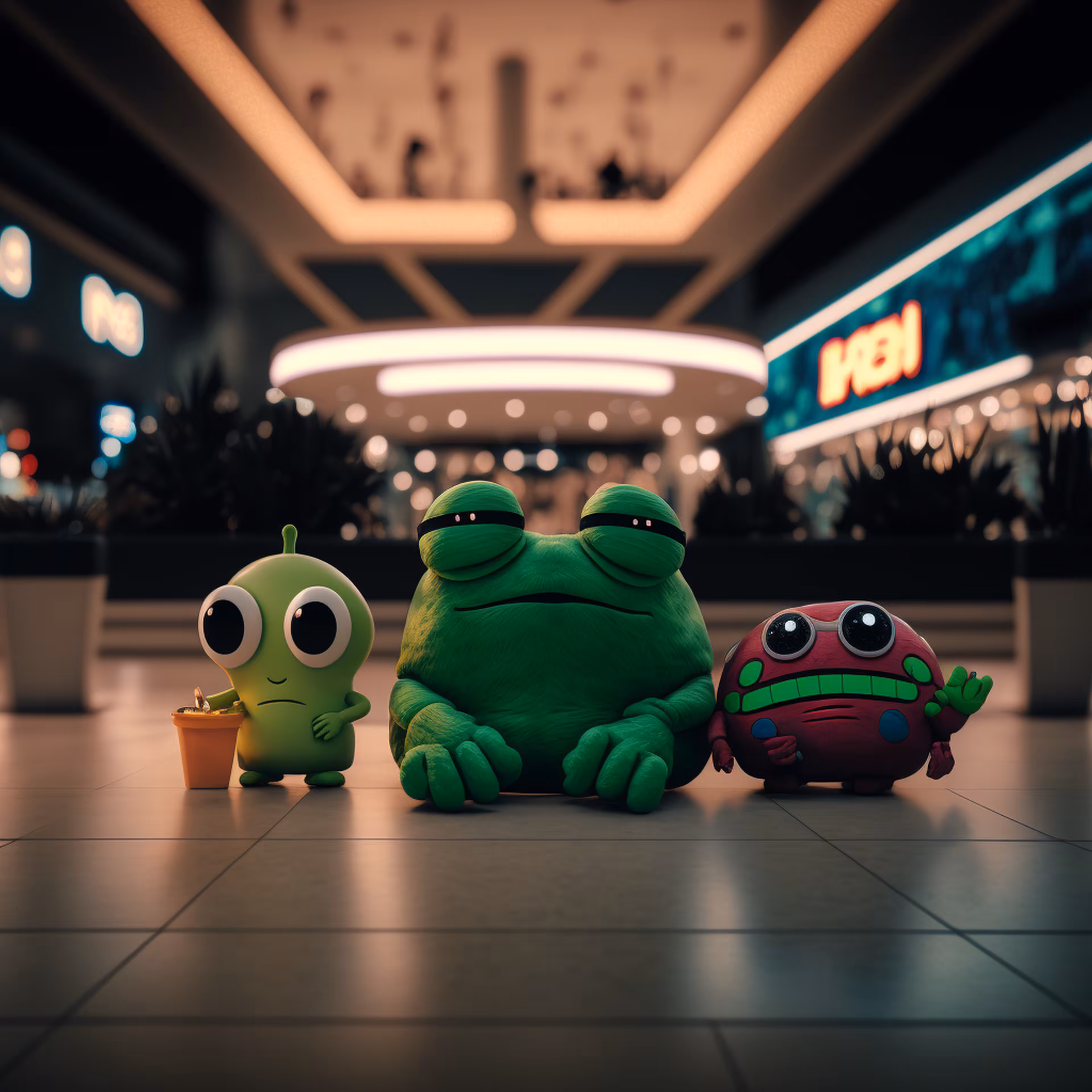 Pepe's World: Pepe snacks at the shopping mall