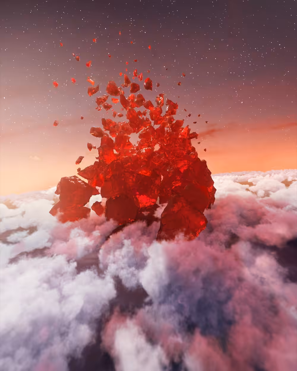 Red. Crystallized.