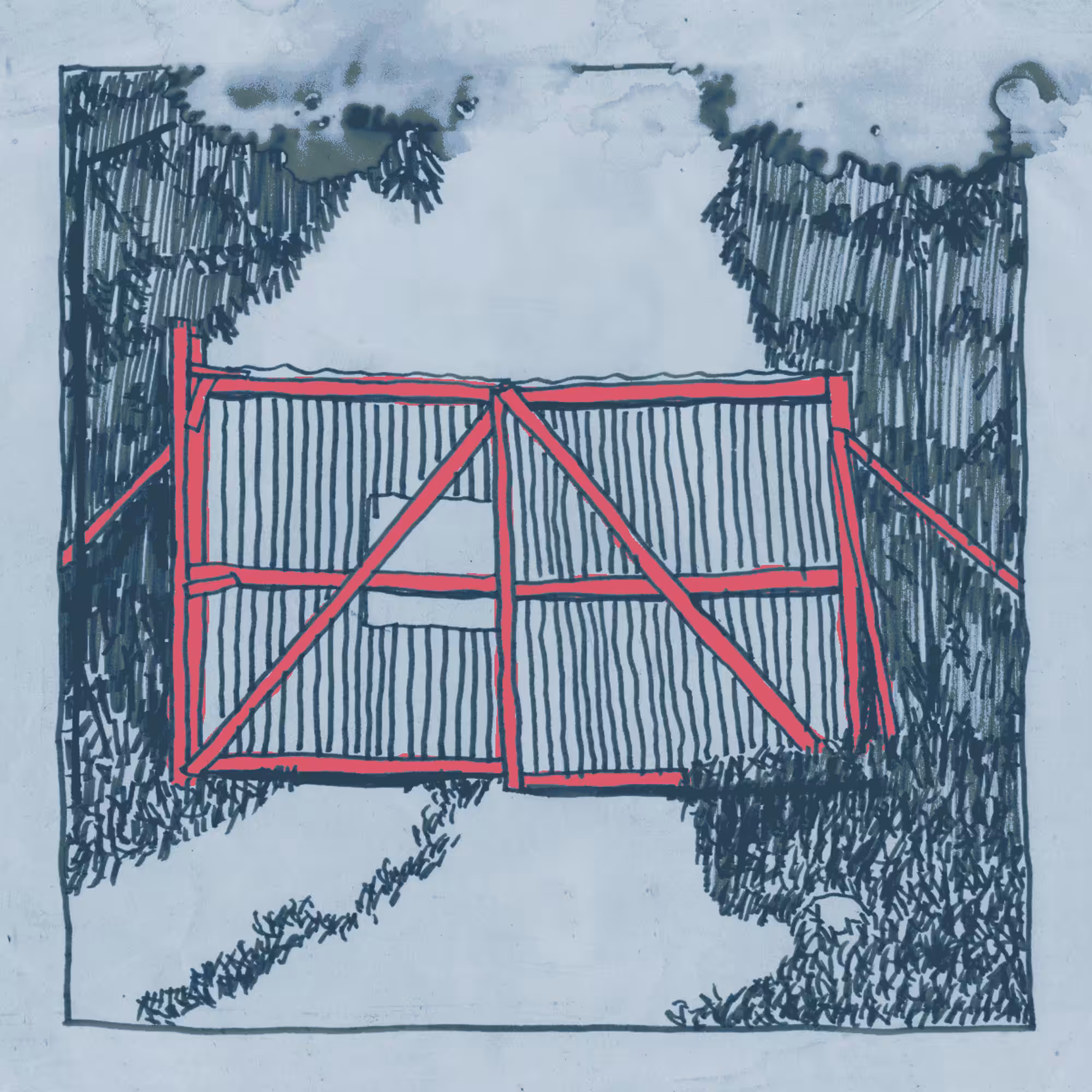 closed door of an open space
