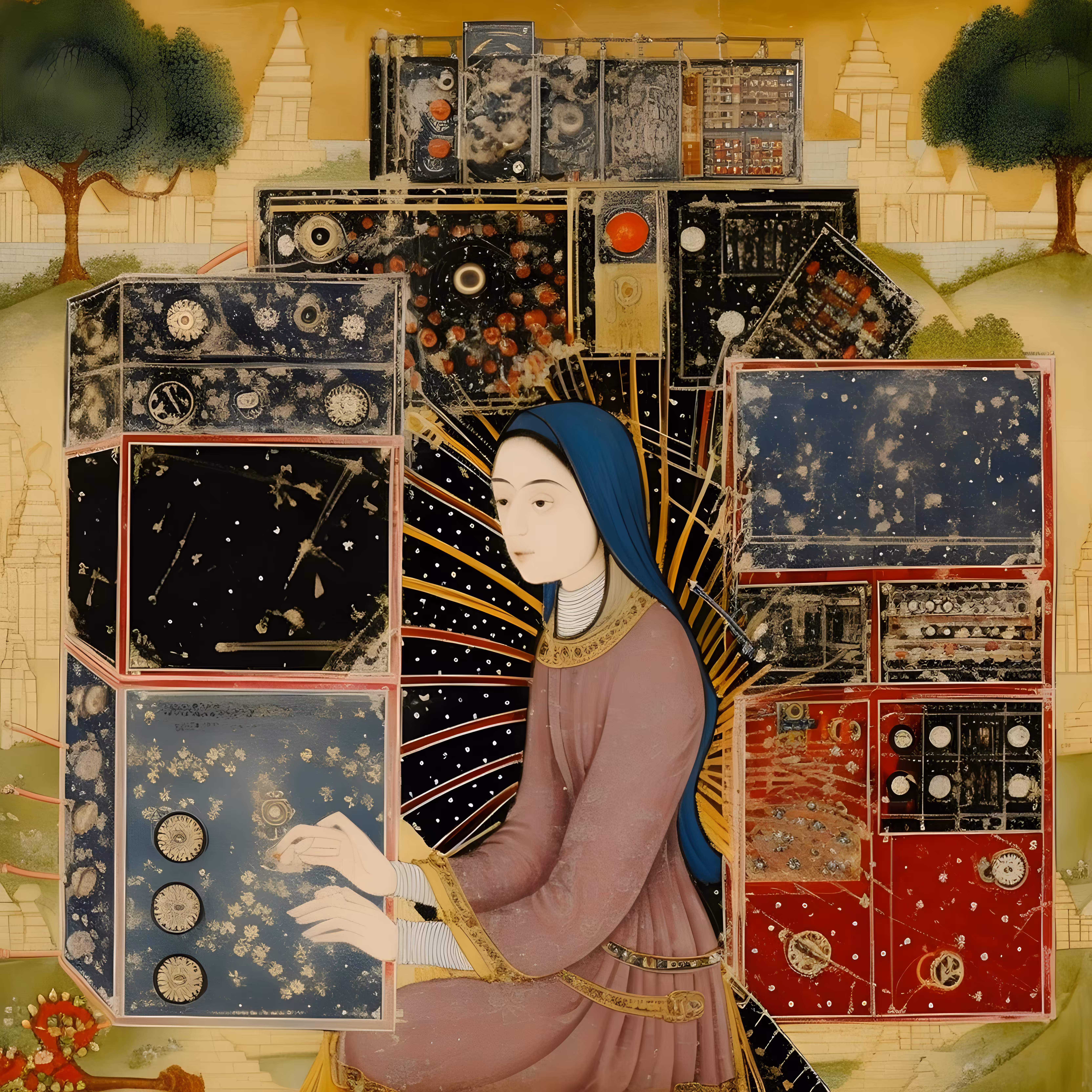 Woman with electronic devices