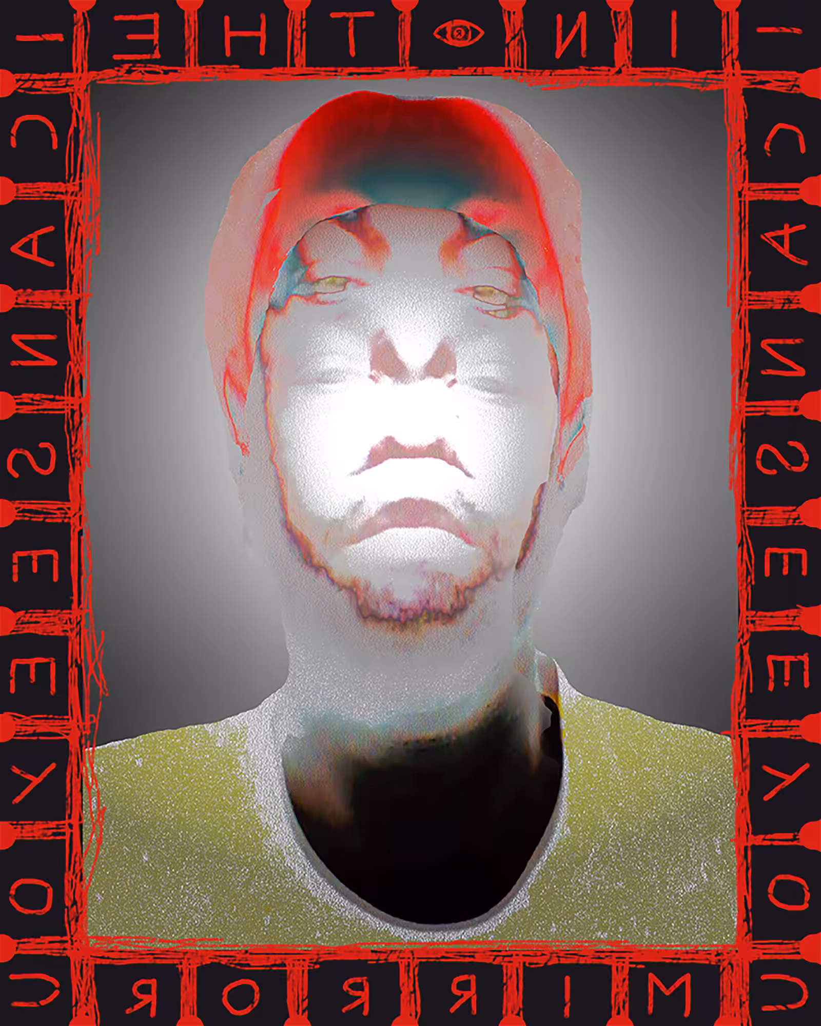 DR0P5 0F L1GH7 4L0NG 7H3 D1G174L P47H: The message is to the reflection in the mirror