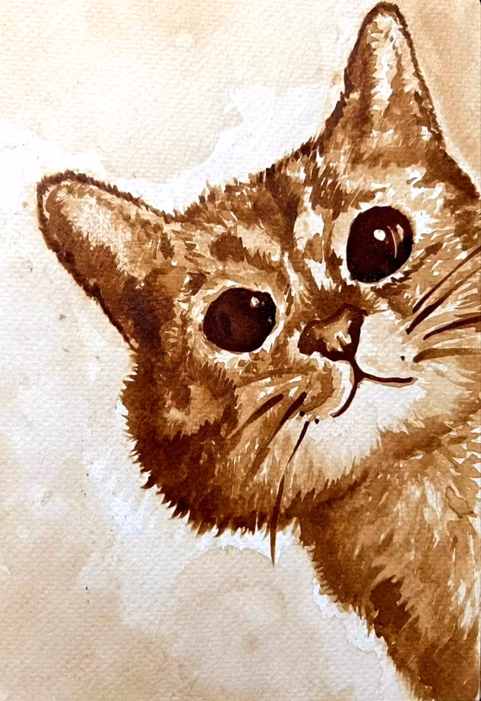 Sneaky Cat_Coffee Painting