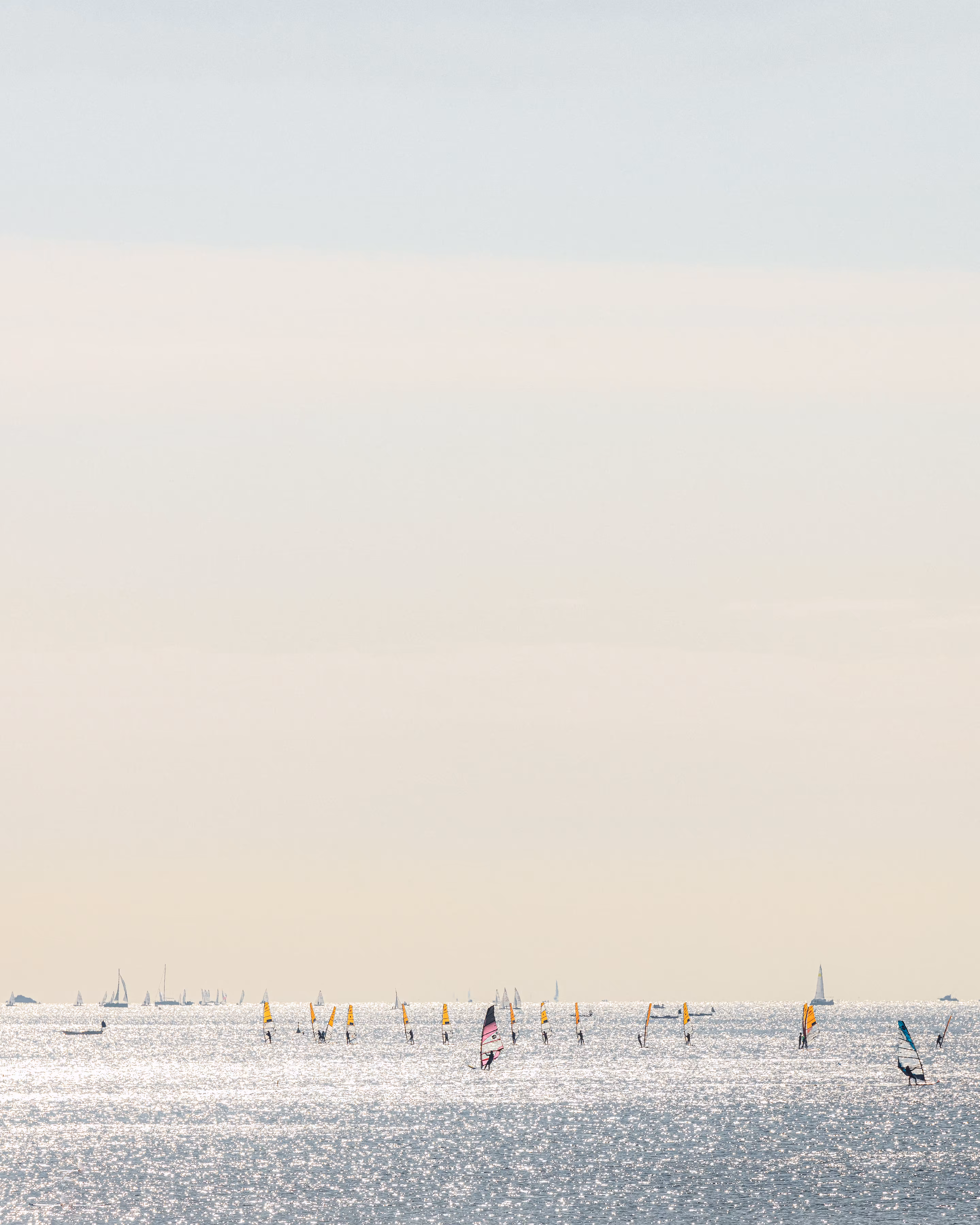 Countless Yachts Drifting in the Sea