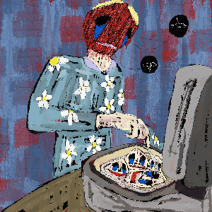 reflections in severely neglected fryer oil without prospect of warmth