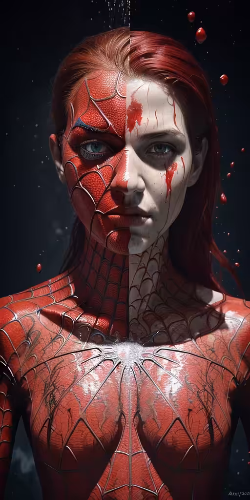Art in the Age of AI: Tears of Blood: Spiderman in Red