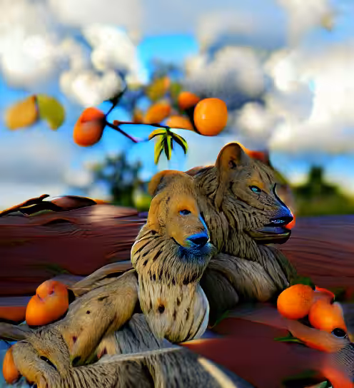 #112/4999 Metadimensional Image - Surreal Sphynxes and Oranges