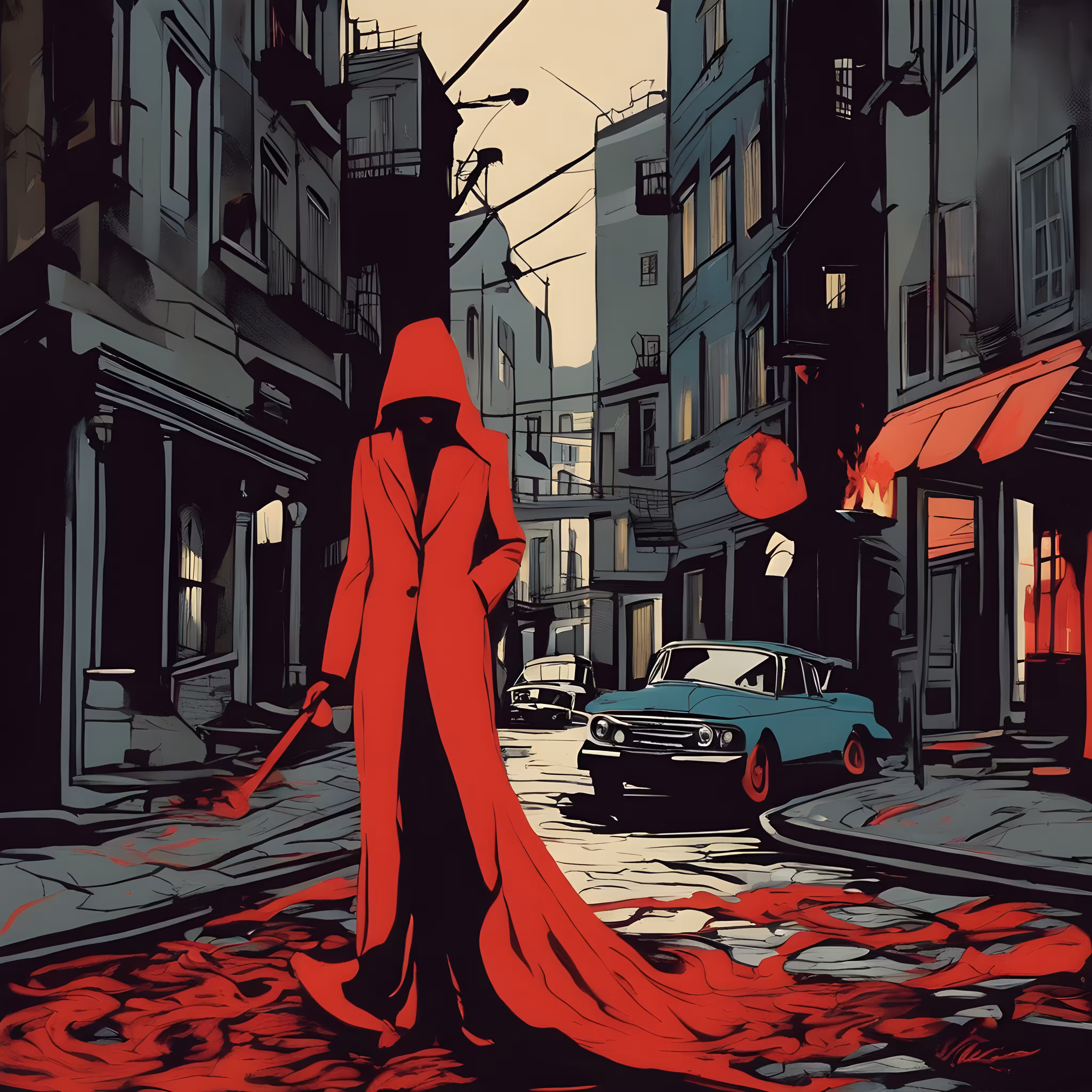  "Enigmatic Paths: The Woman in the Red Cloak"