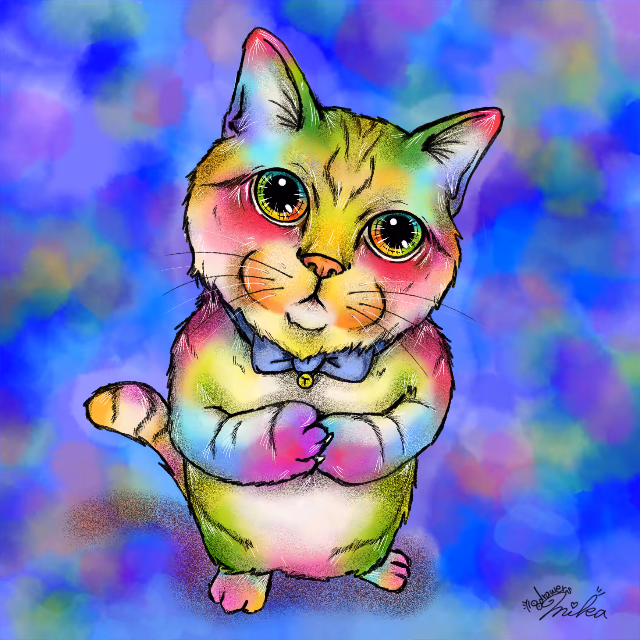 Begging Cat - BLUE -