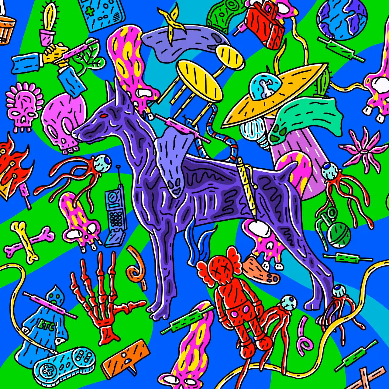Purple dog.
