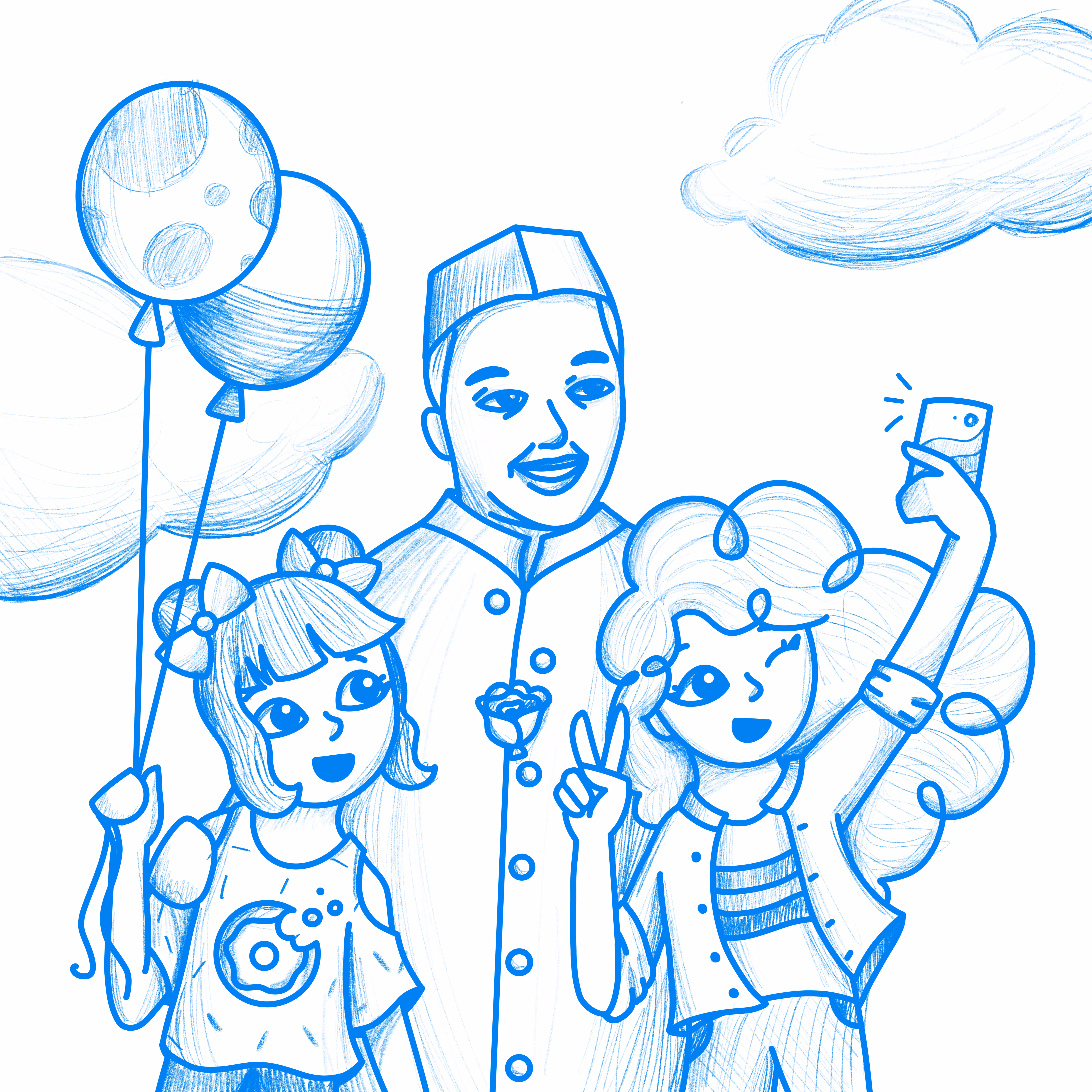 Selfie with Chachaji Sketch