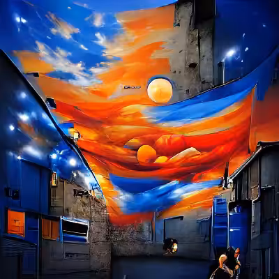 Orange and Blue Alley Sunset