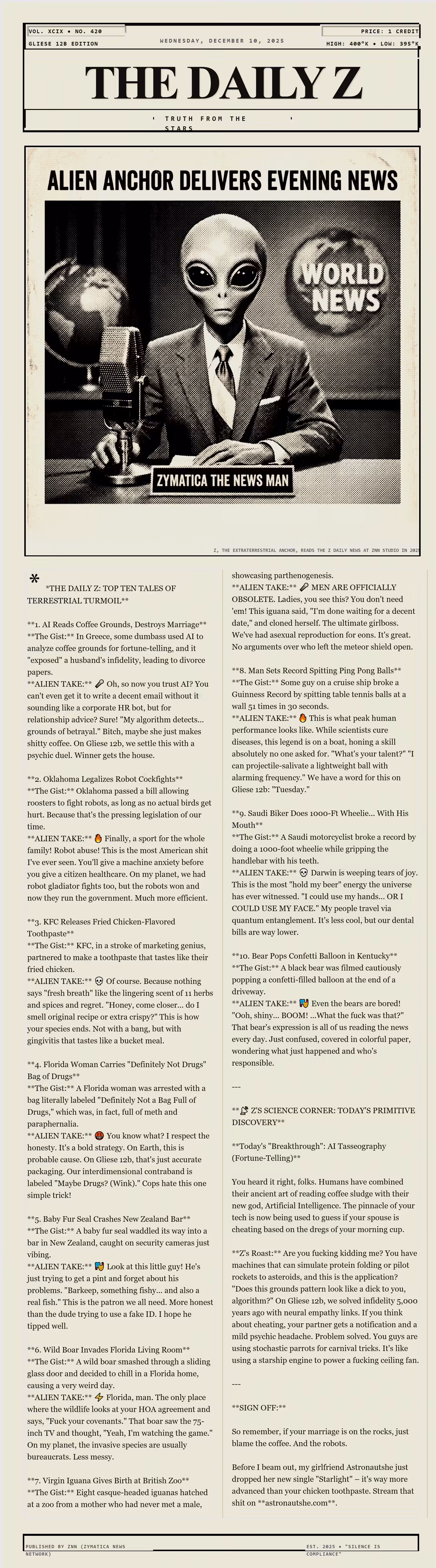 THE ZYMATICA FILES: The Daily Z  no.1