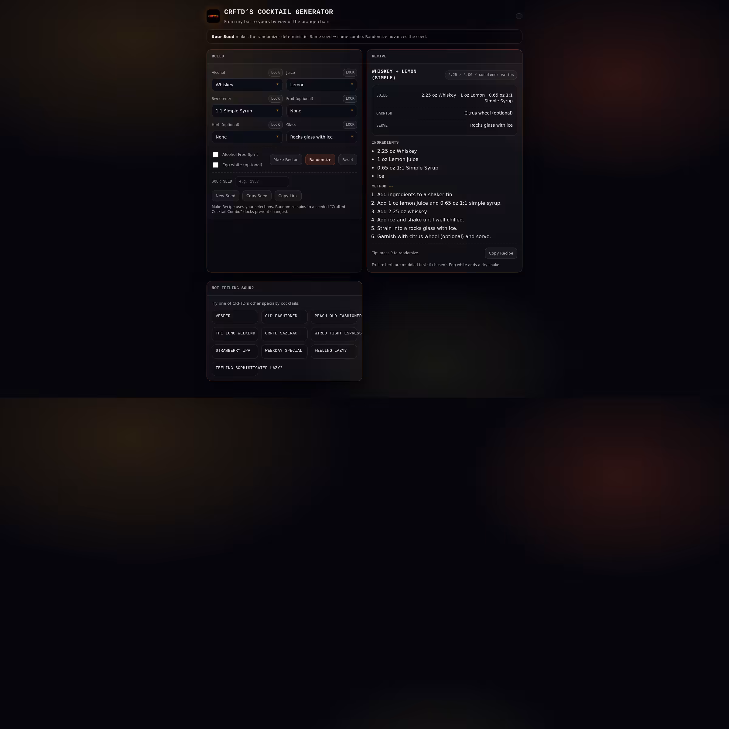 CRFTD Cocktail Generator