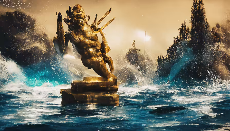 Poseidon statue under the sea #001