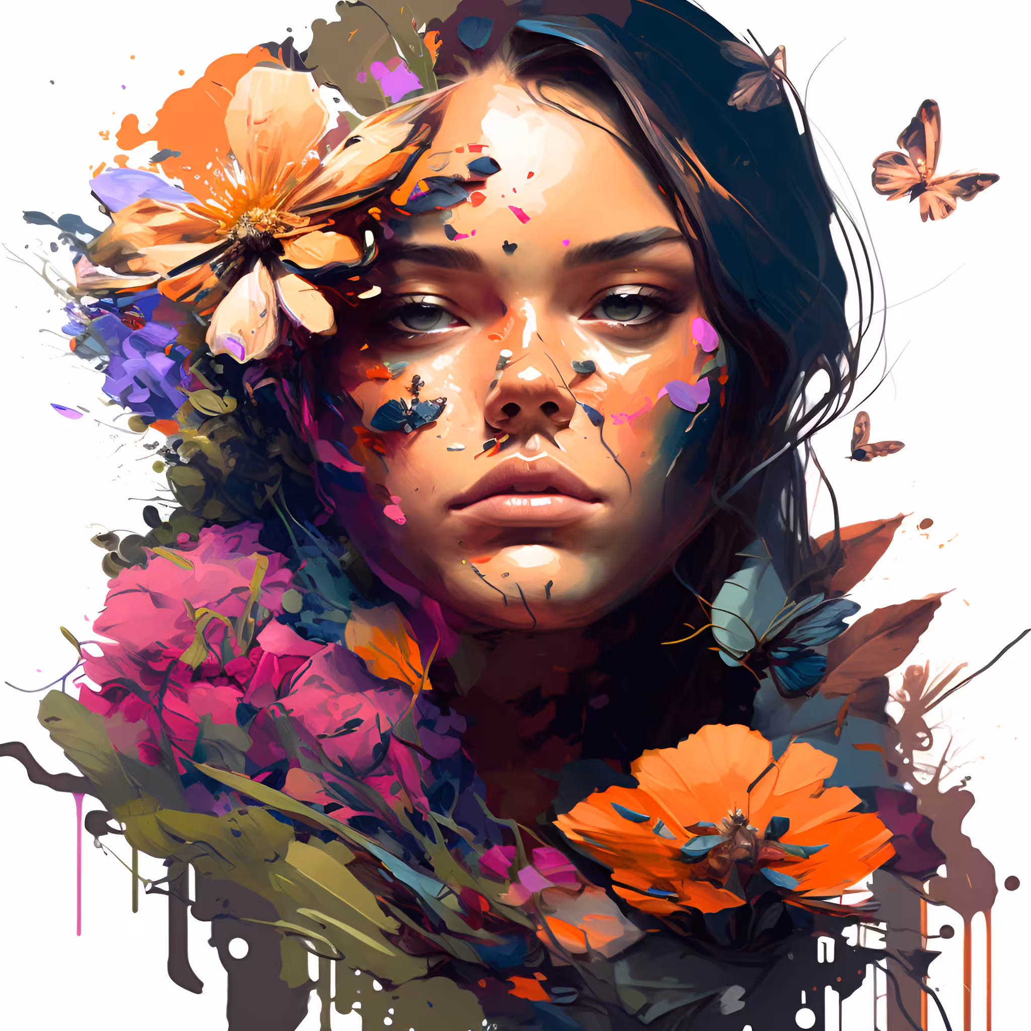 Woman in flowers