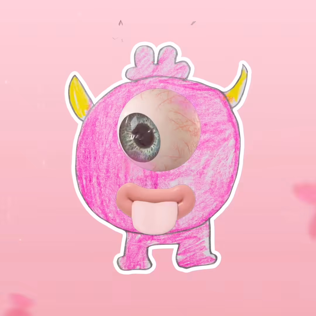 Kid's art Animation pink devil