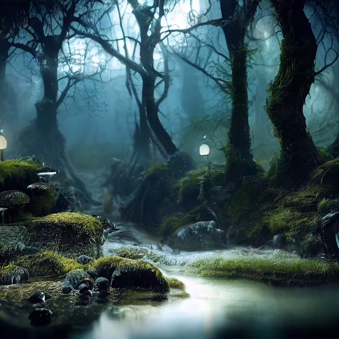 Misty forest, slow flow