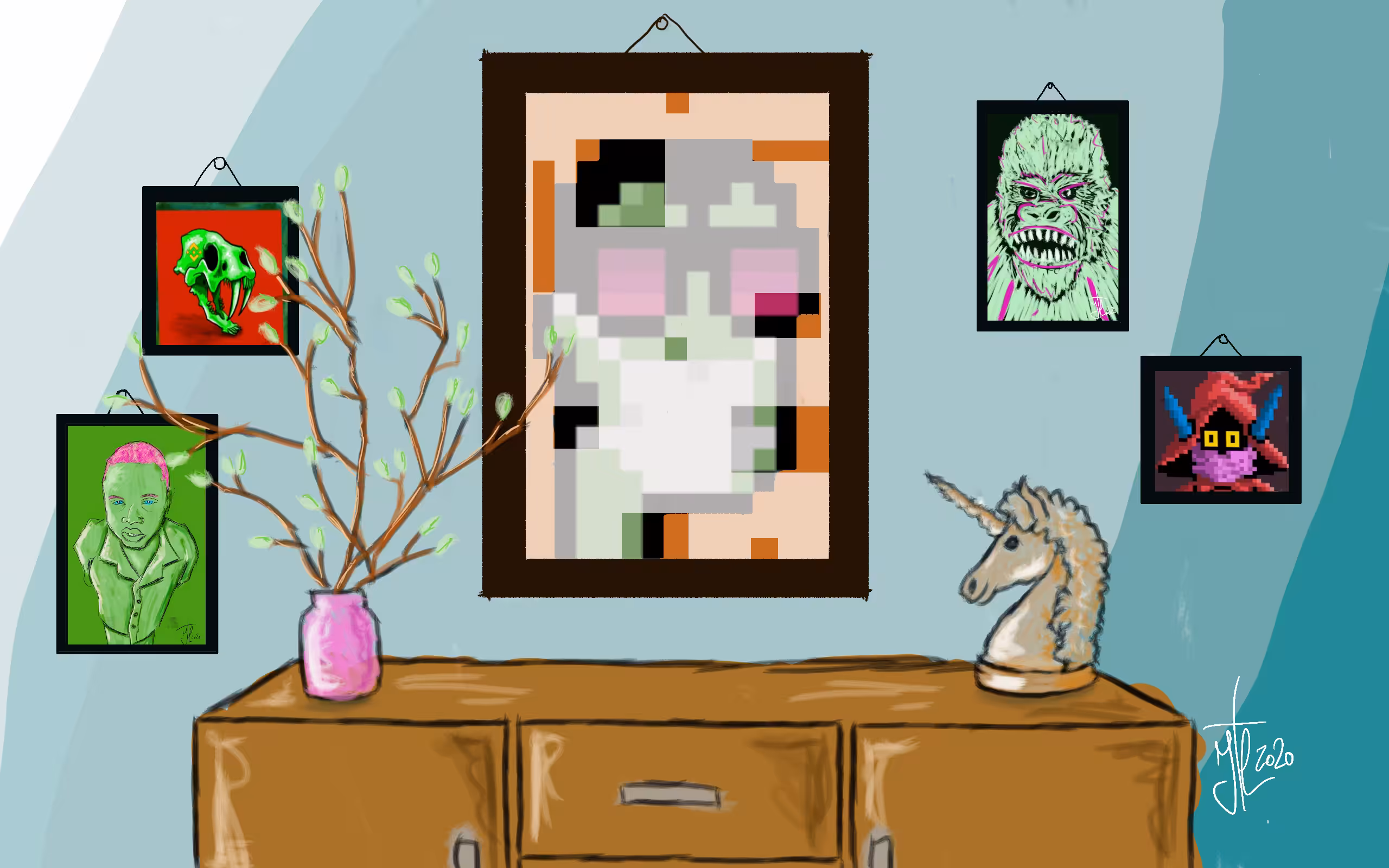 Illustration of printed Cryptopunk #3831