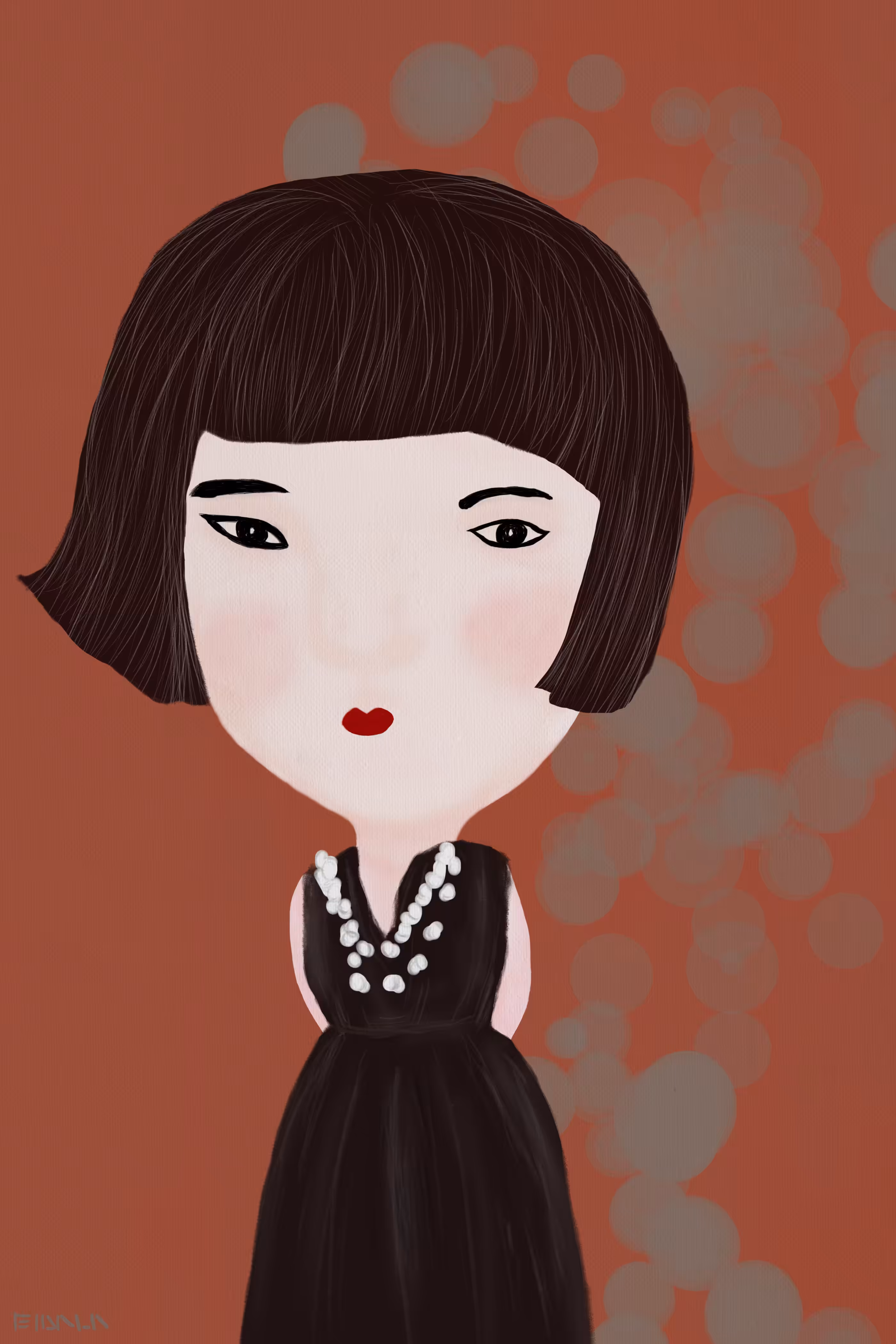 Rabbit girl in black dress