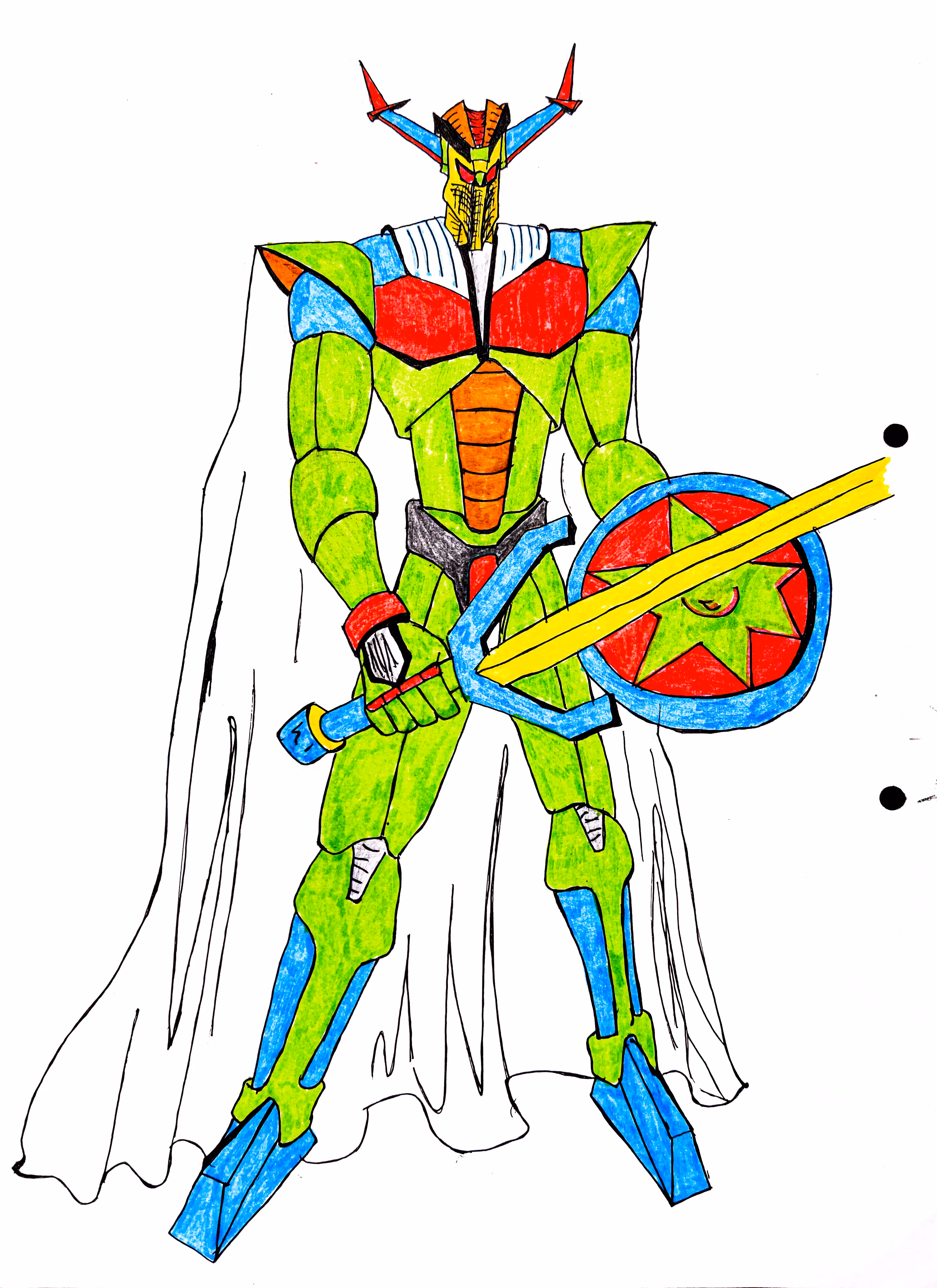 Robot knight in a cloak