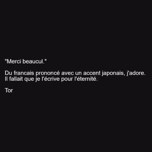 "Merci beaucul."

Du...
