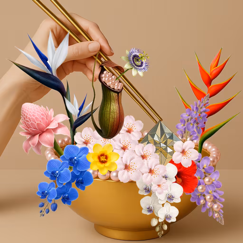 Golden Bowl of Fresh Flowers