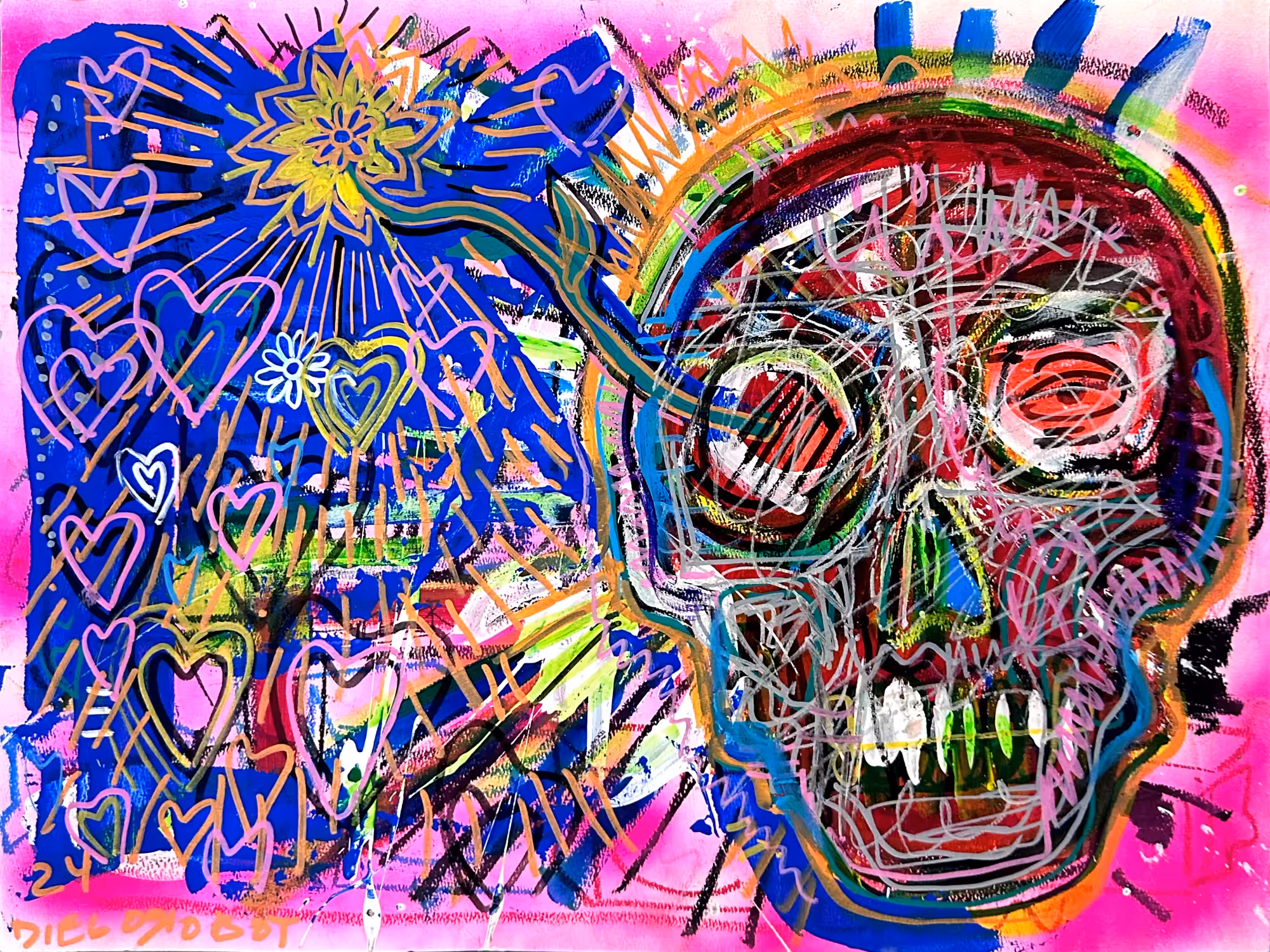 Skull burst of flowers 