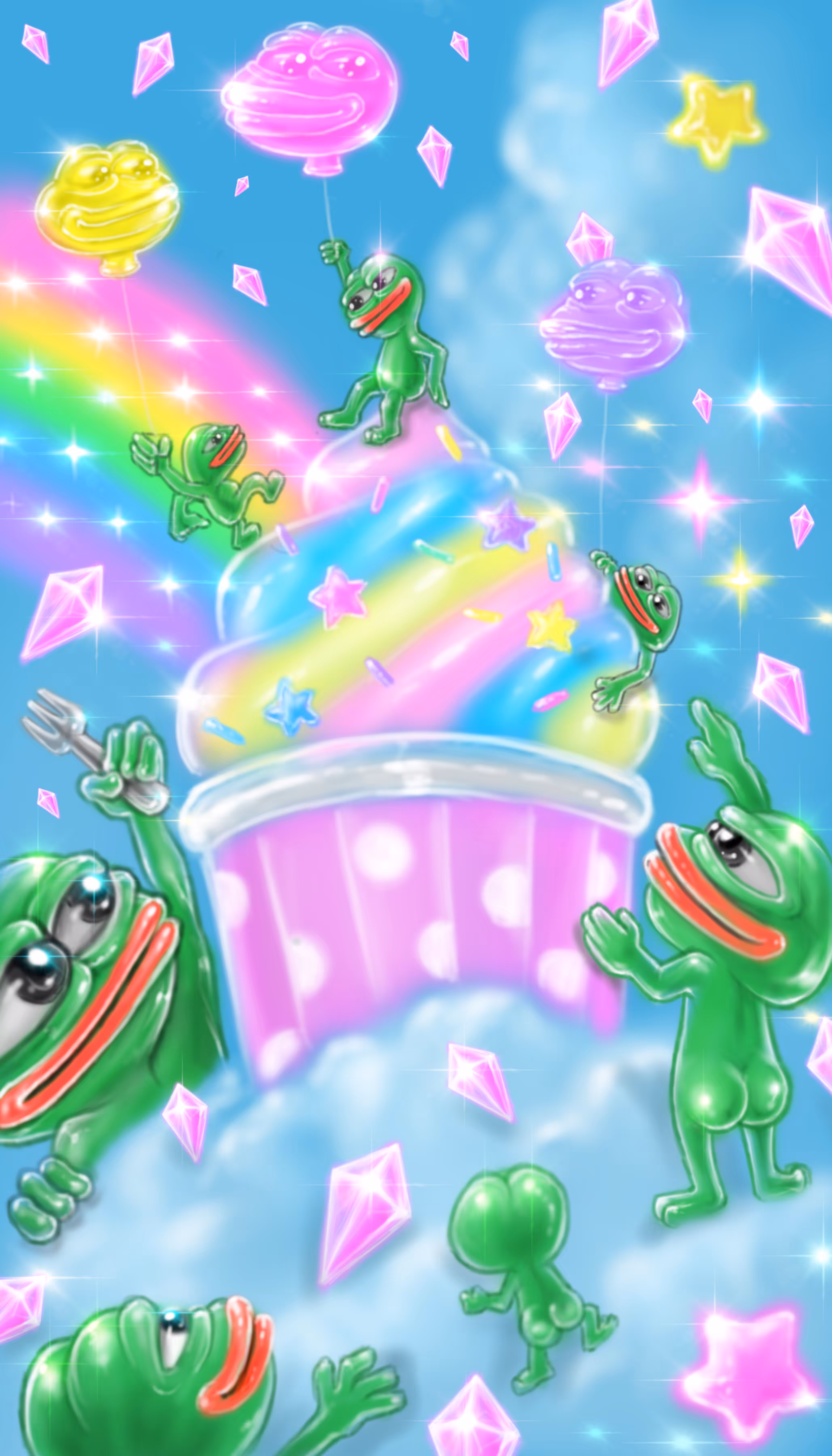 Pepe Rainbow cupcake