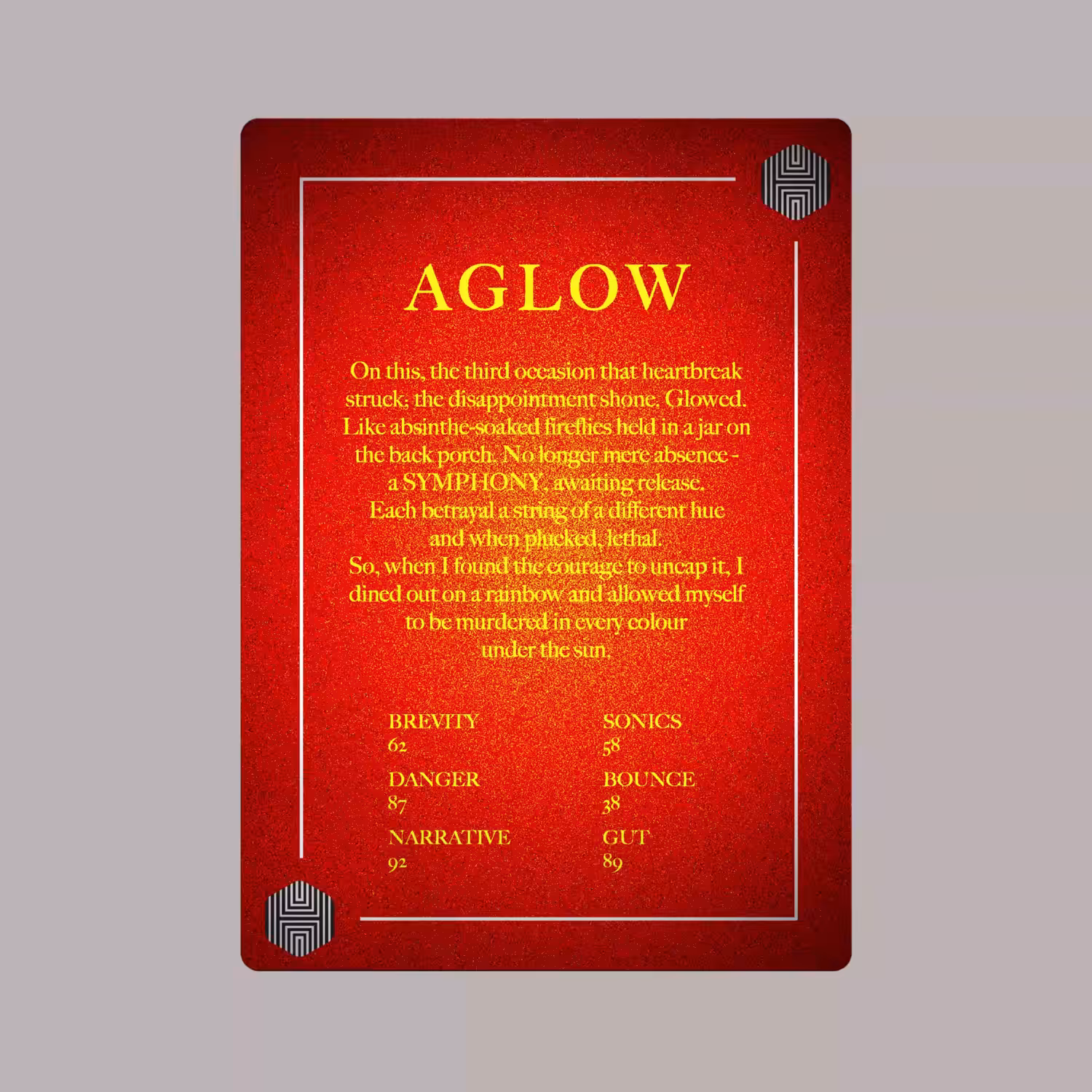 POETRY CARDS VOL 1 | META/VERSE: 027 - AGLOW (INTERMISSION)