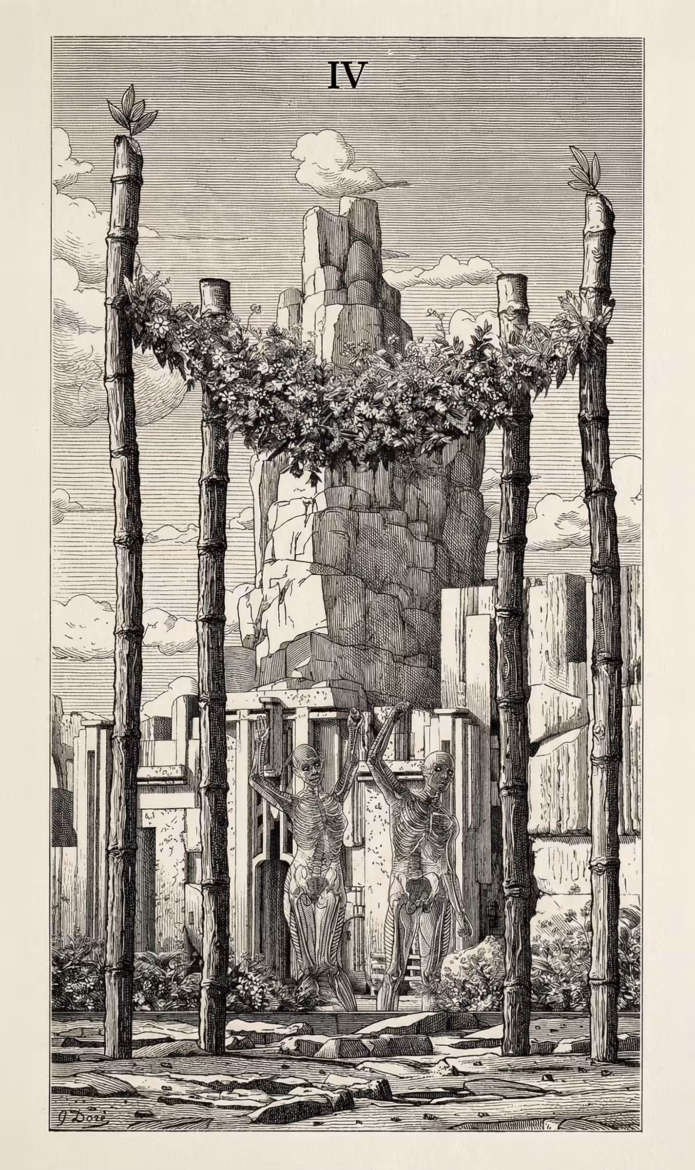 The Fool's Journey: 4 of Wands — Litho