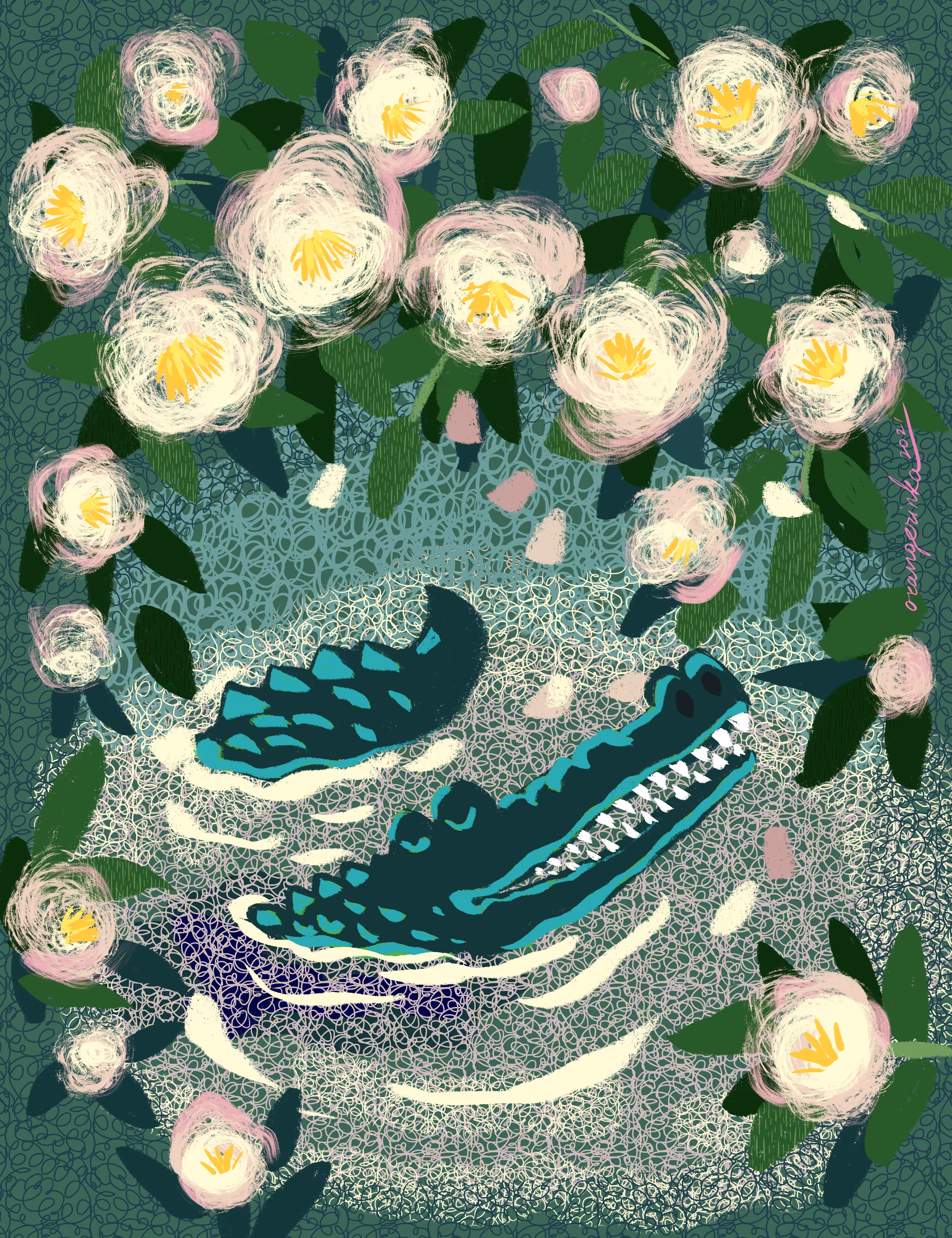 Croc in Camelia Pond