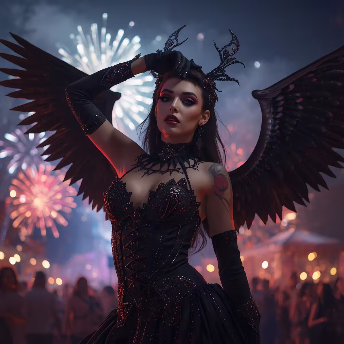 A thousand roles: Dark girl with dark wings