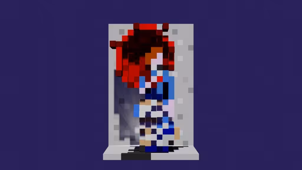 VOXELFINE #7: "Woman with an Umbrella" by Marie Bracquemond 3D voxelart model (.glb)