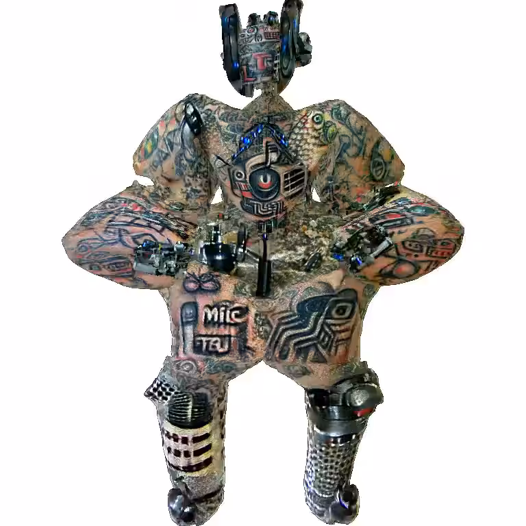 Robot Break Artist With Tribal Tattoos