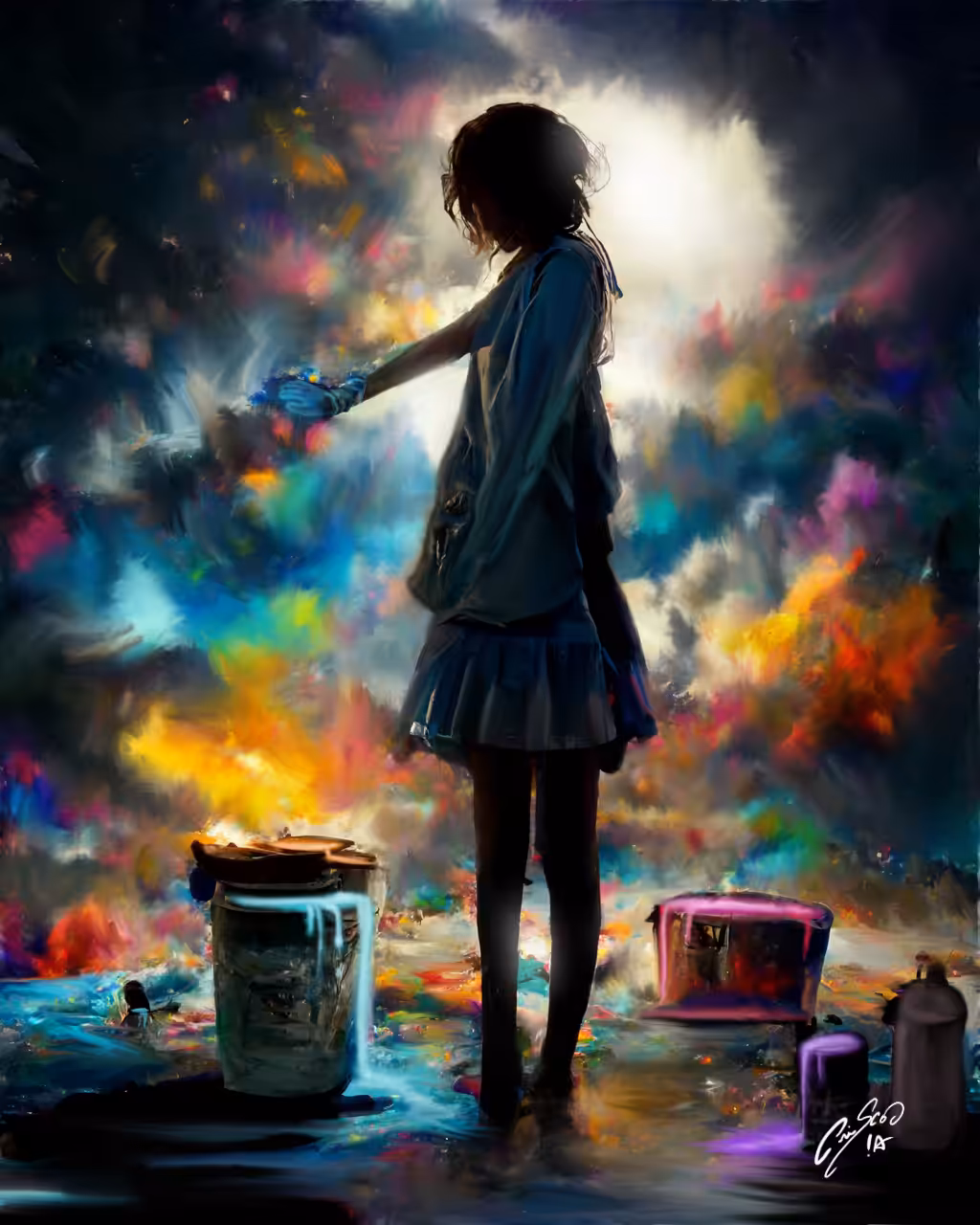 Painting this Dark world .