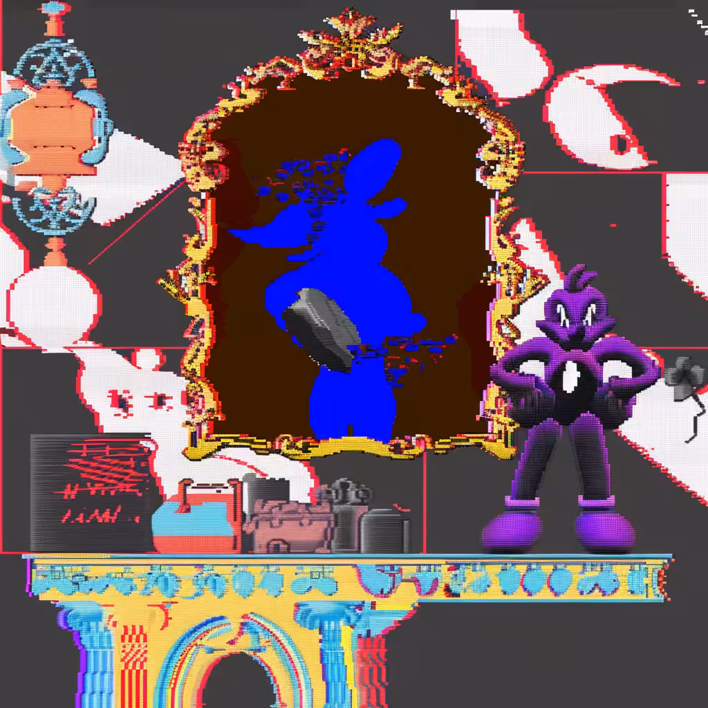 Pixellit mirrors, mute hues