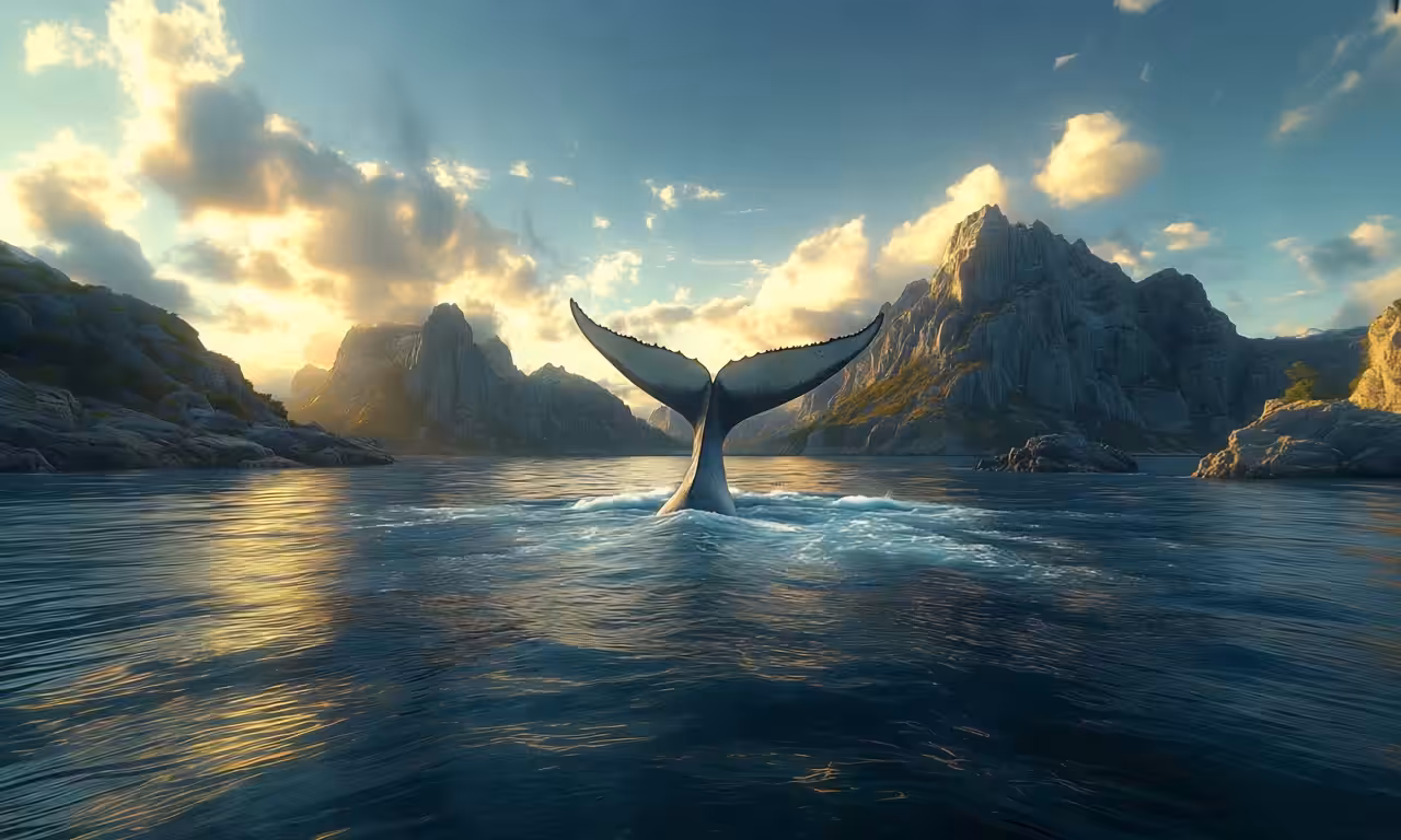 A Whale Visiting an Island
