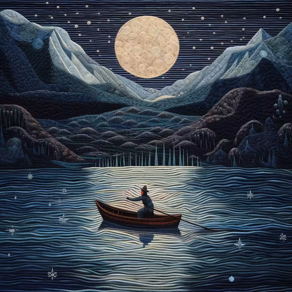 full moon on the deserted lake.