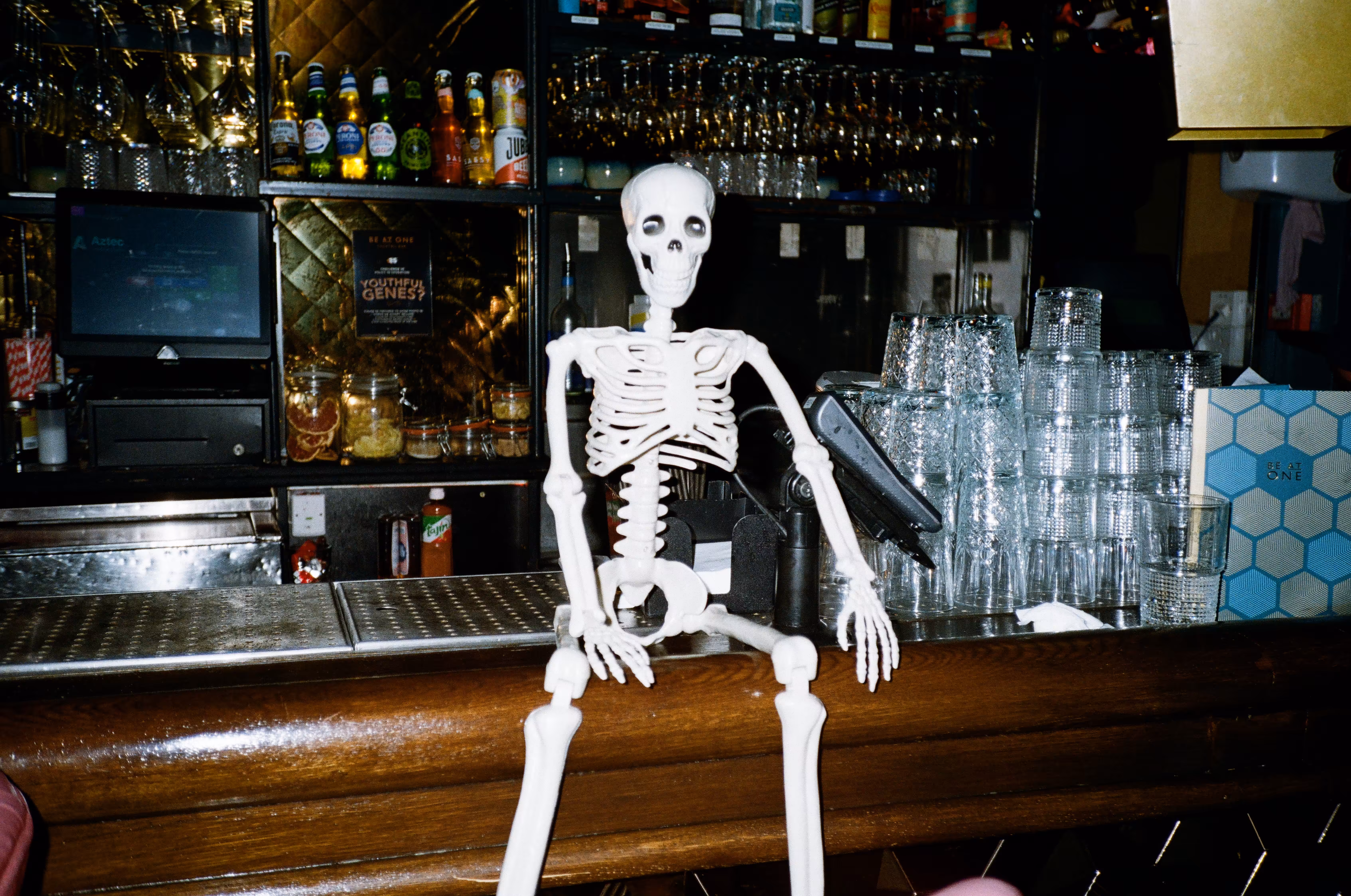 Skelton on a bar